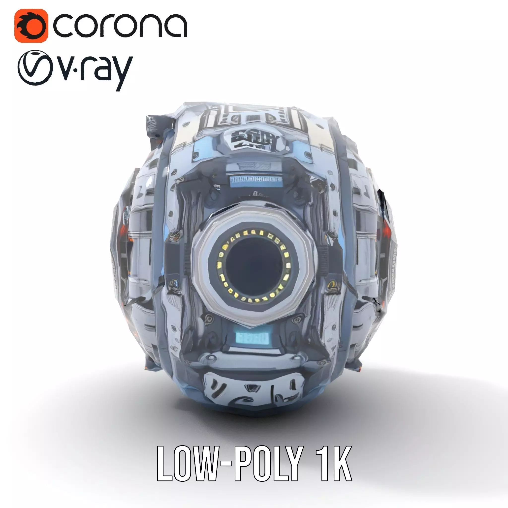Futuristic SciFi Orb Drone Model Pack Low-poly 3D model_7
