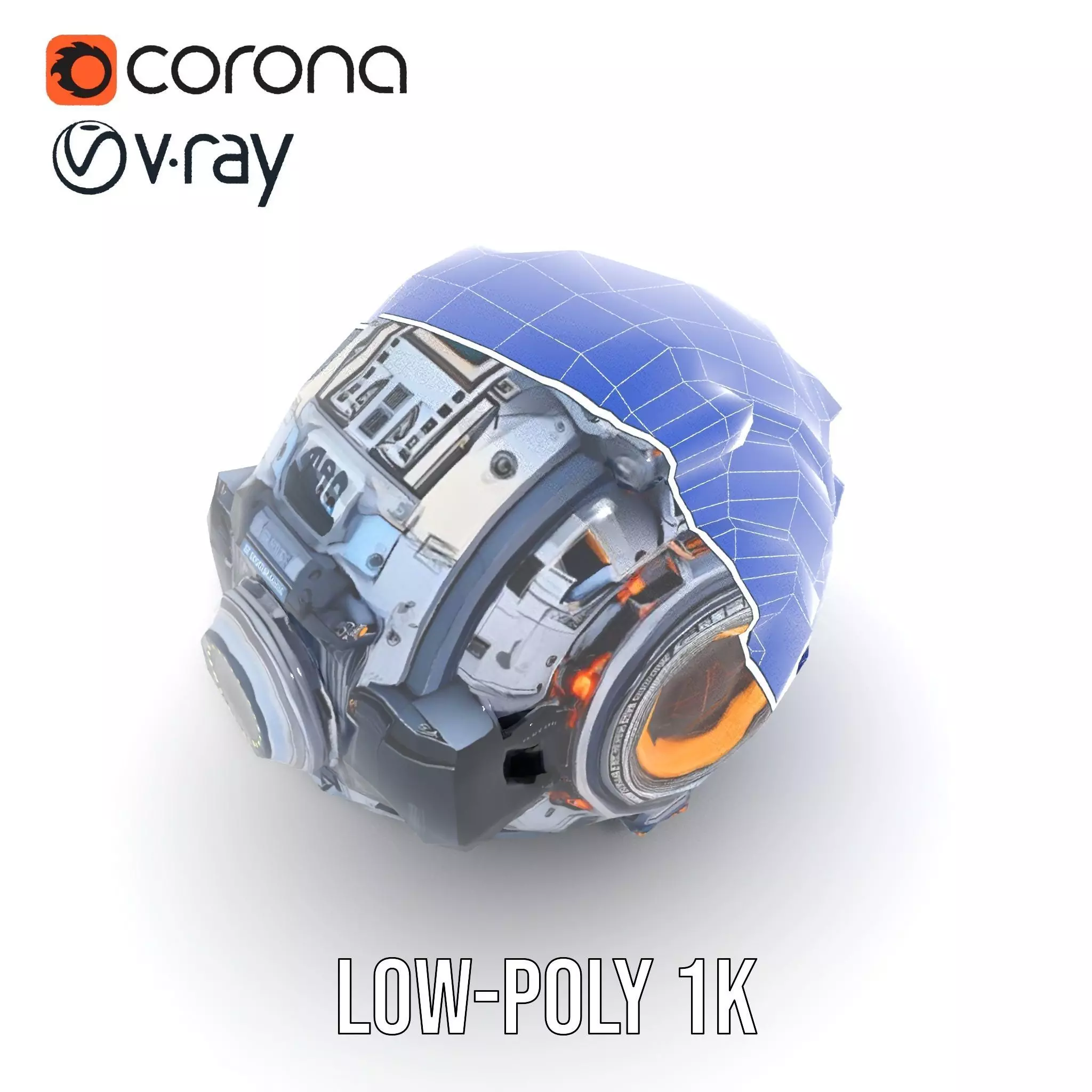 Futuristic SciFi Orb Drone Model Pack Low-poly 3D model_27