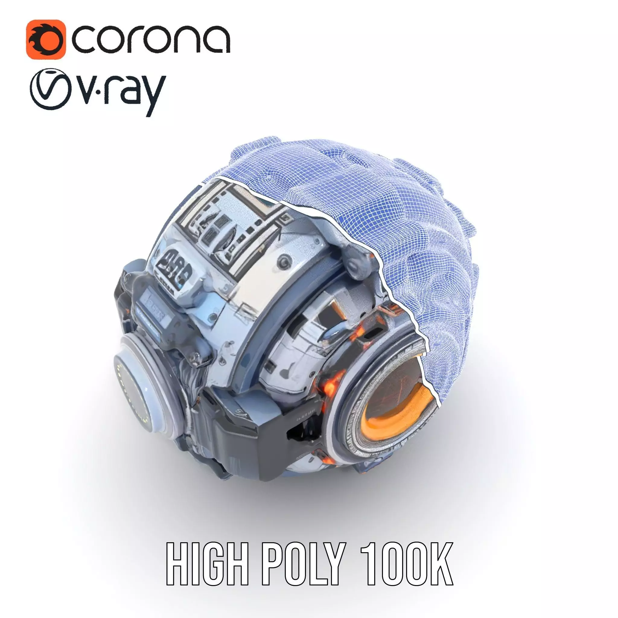 Futuristic SciFi Orb Drone Model Pack Low-poly 3D model_32