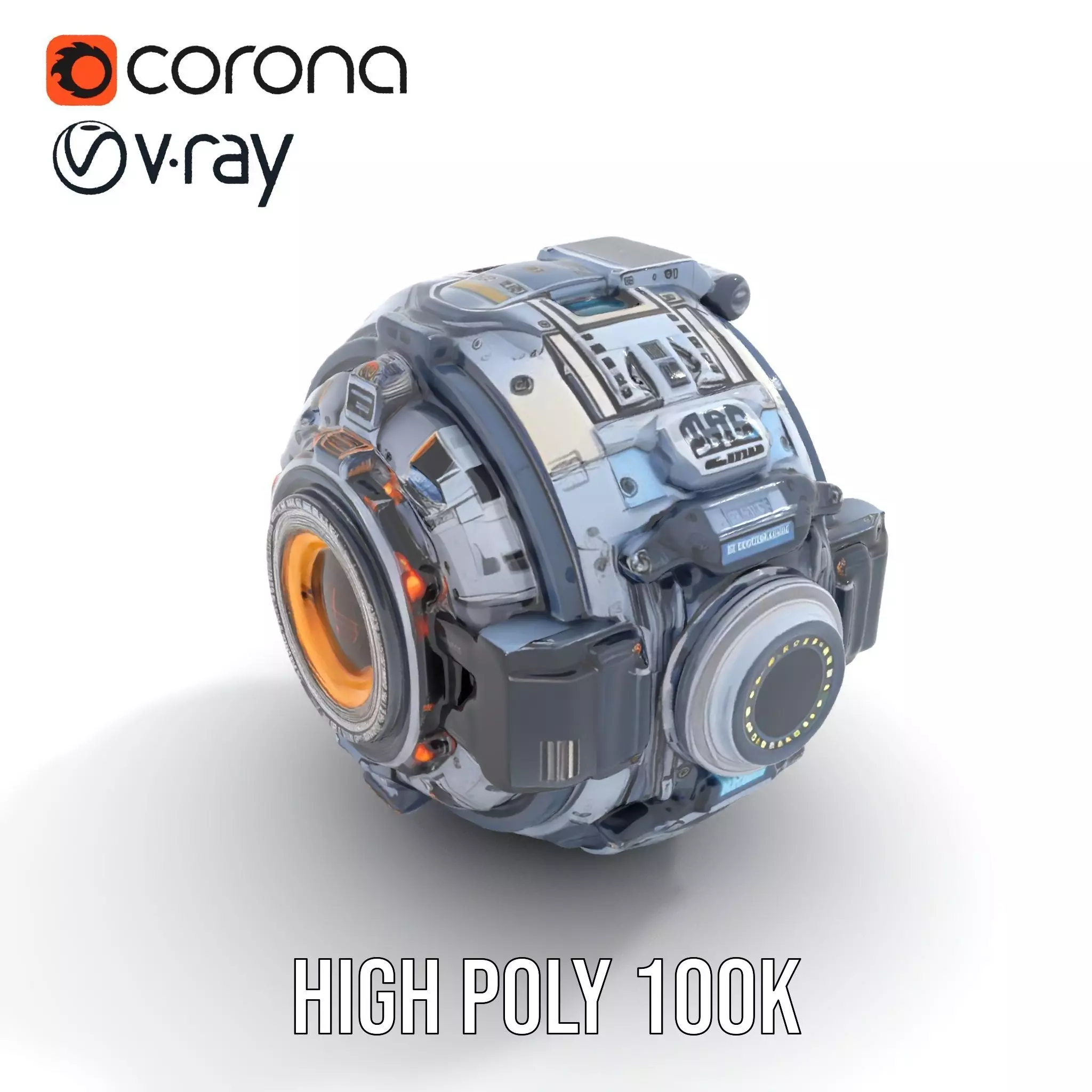 Futuristic SciFi Orb Drone Model Pack Low-poly 3D model_9