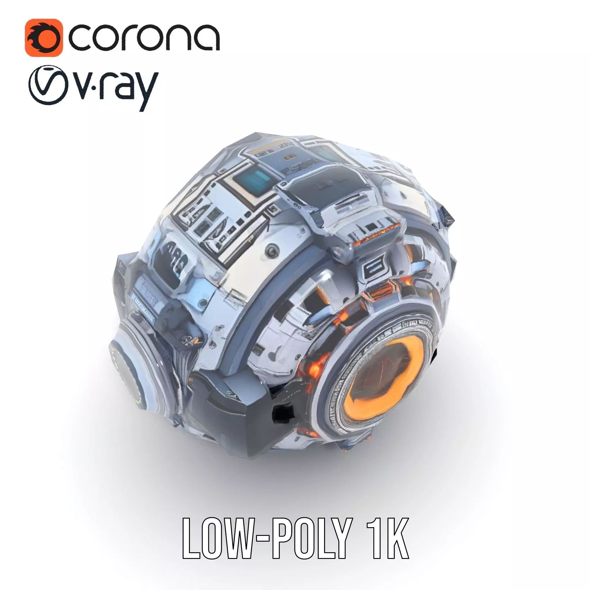 Futuristic SciFi Orb Drone Model Pack Low-poly 3D model_19