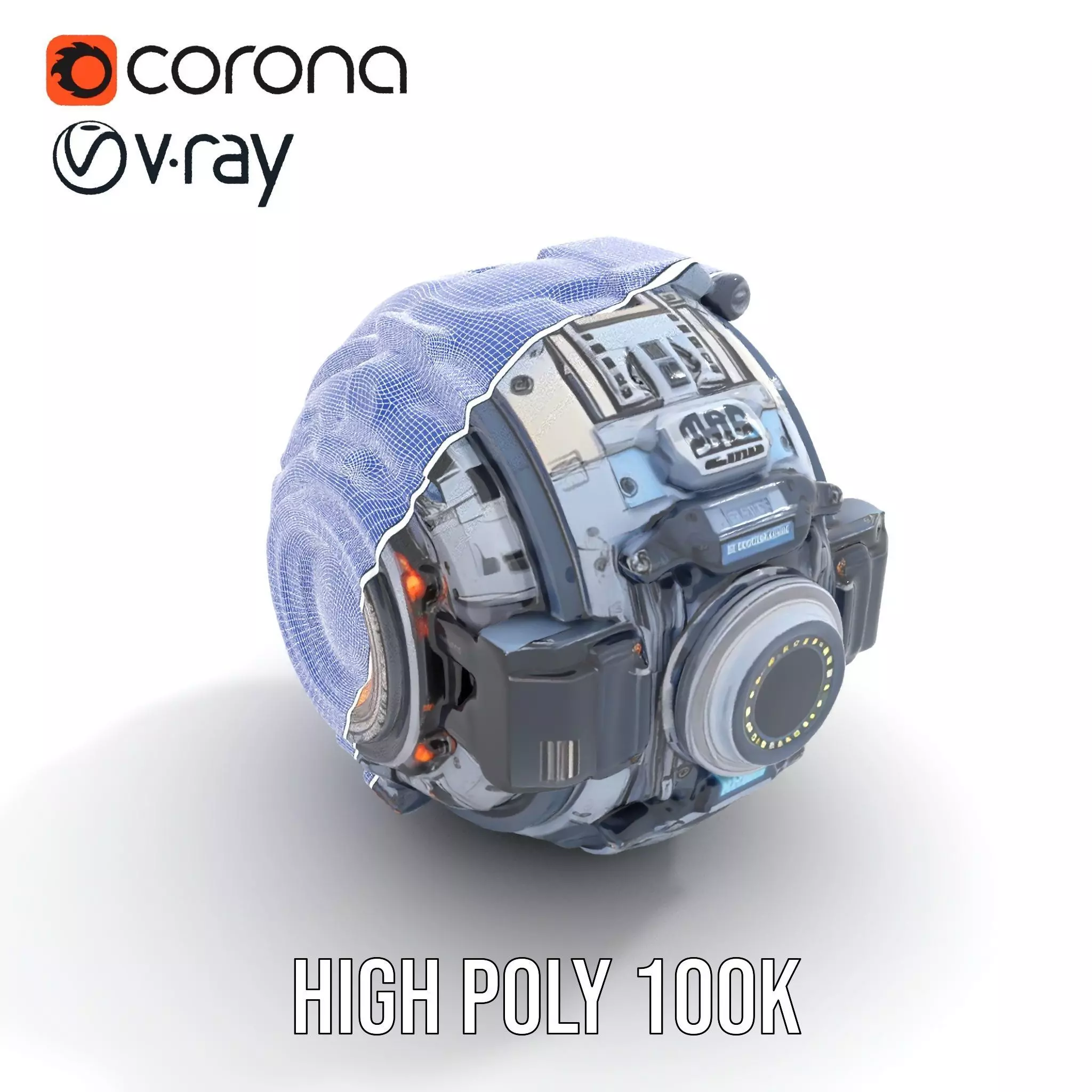 Futuristic SciFi Orb Drone Model Pack Low-poly 3D model_31