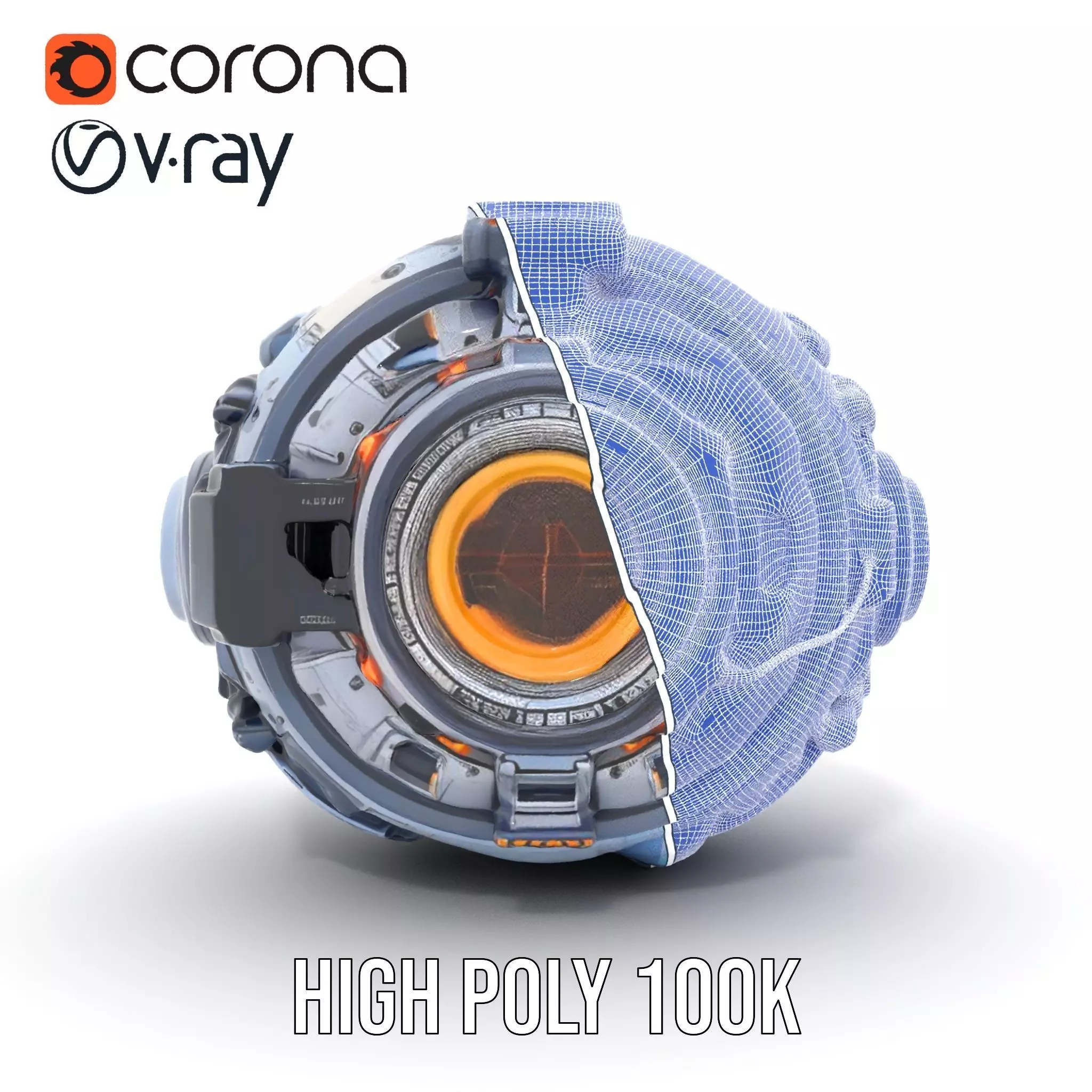 Futuristic SciFi Orb Drone Model Pack Low-poly 3D model_34