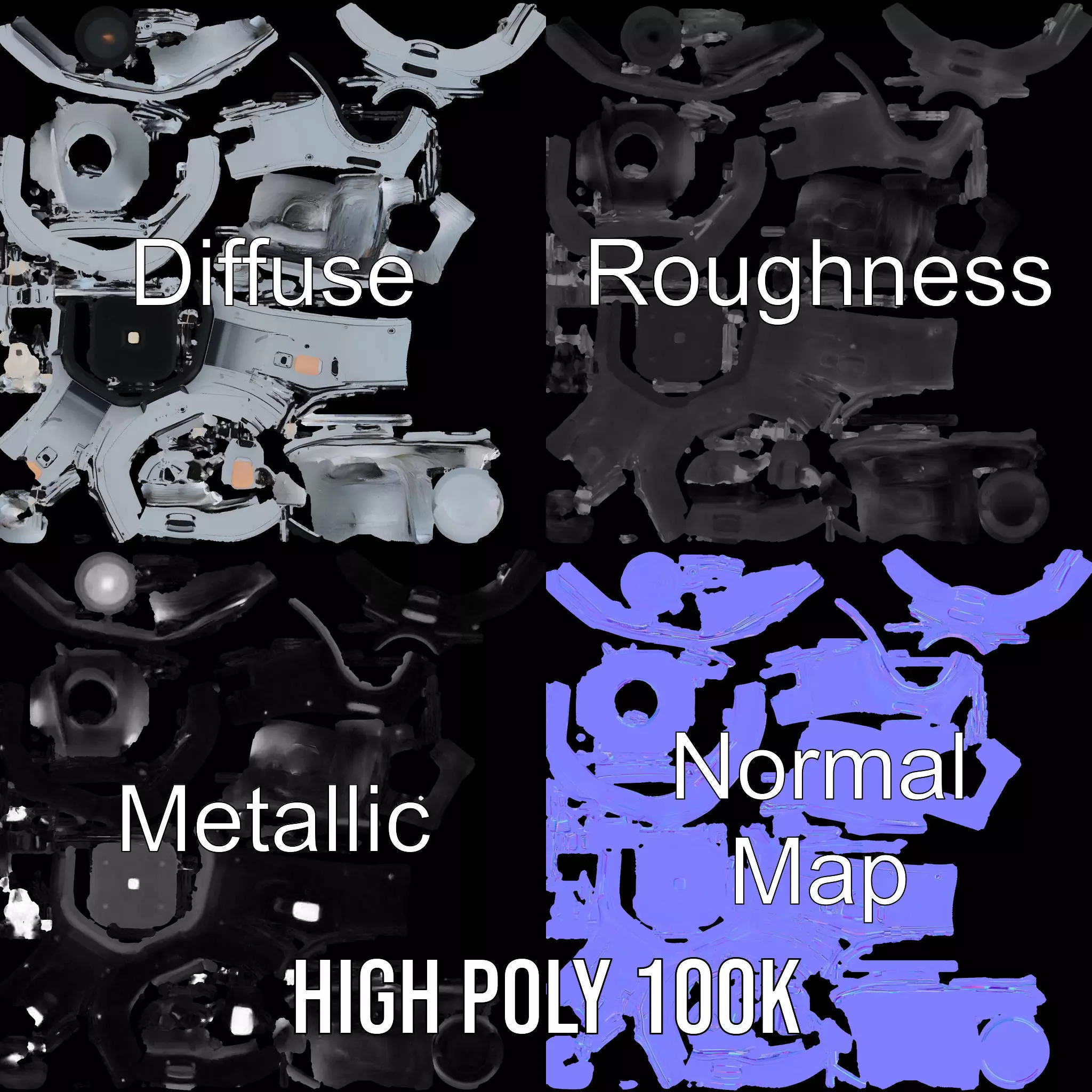 Futuristic Space Capsule Interior Model Pack Low-poly 3D model_3