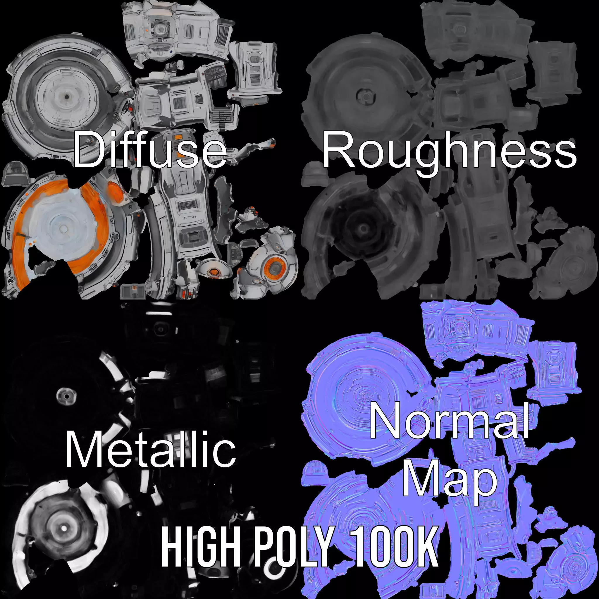 Futuristic Energy Core Model Pack with Glowing Elements Low-poly 3D model_3