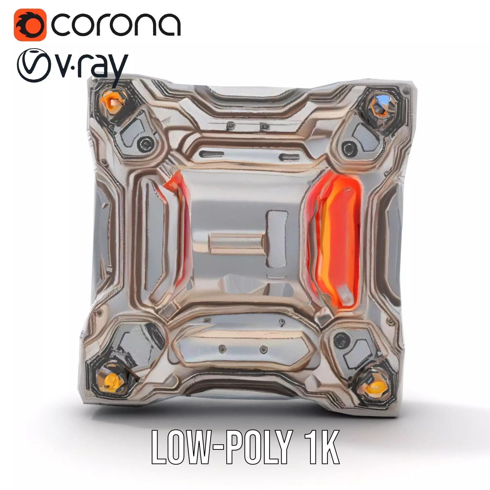 Futuristic Scifi Wall Panel Model Pack Low-poly 3D model_7