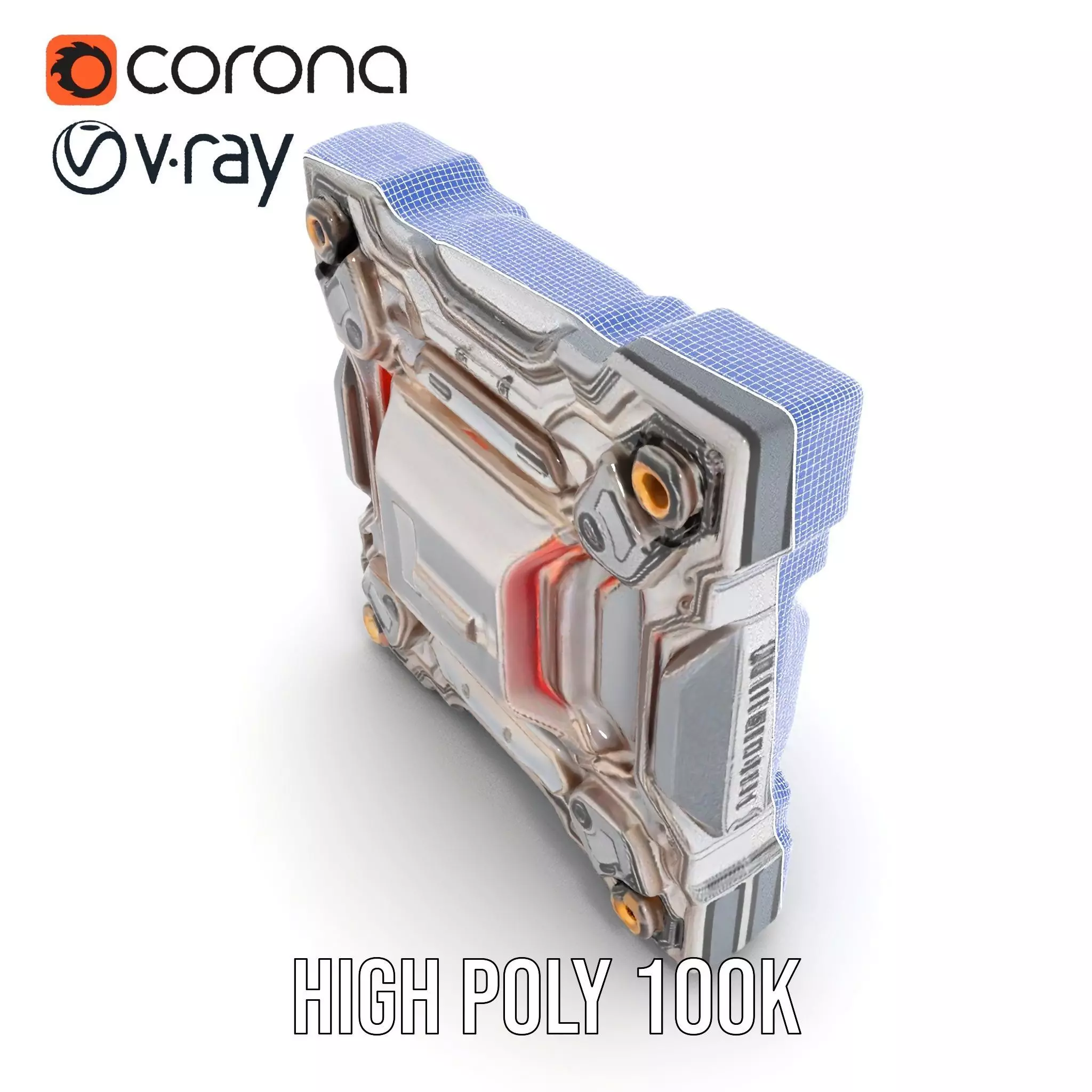 Futuristic Scifi Wall Panel Model Pack Low-poly 3D model_32