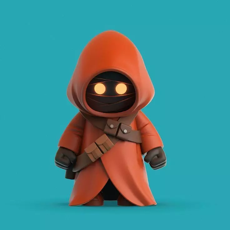 Jawa Chibi Character 3D Model for 3D Printing and Animation 3D model_3