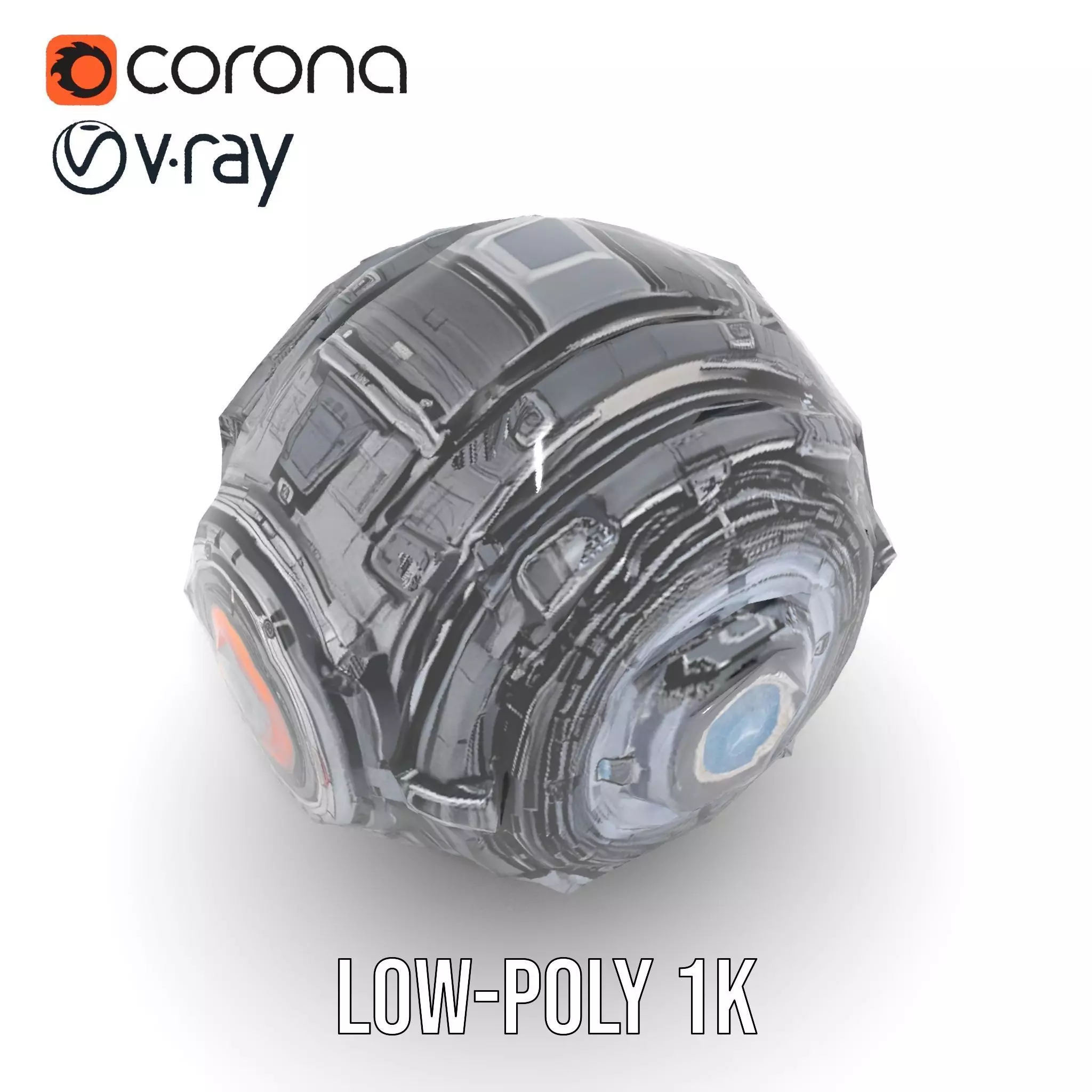 Futuristic Mechanical Sphere Model Pack Low-poly 3D model_30