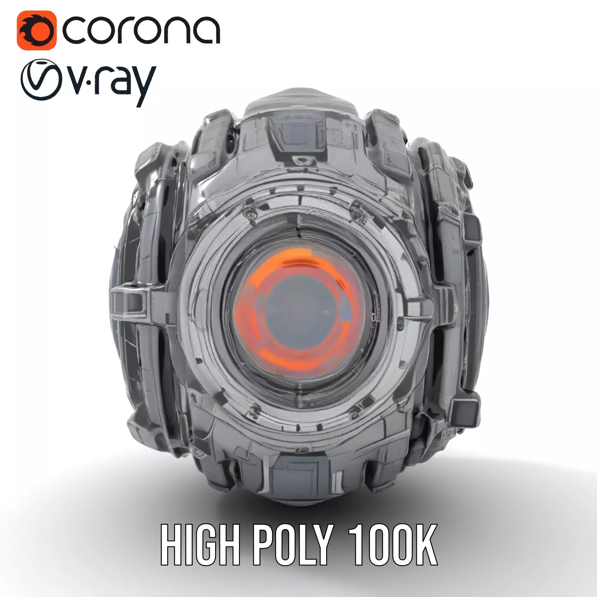 Futuristic Mechanical Sphere Model Pack Low-poly 3D model_19