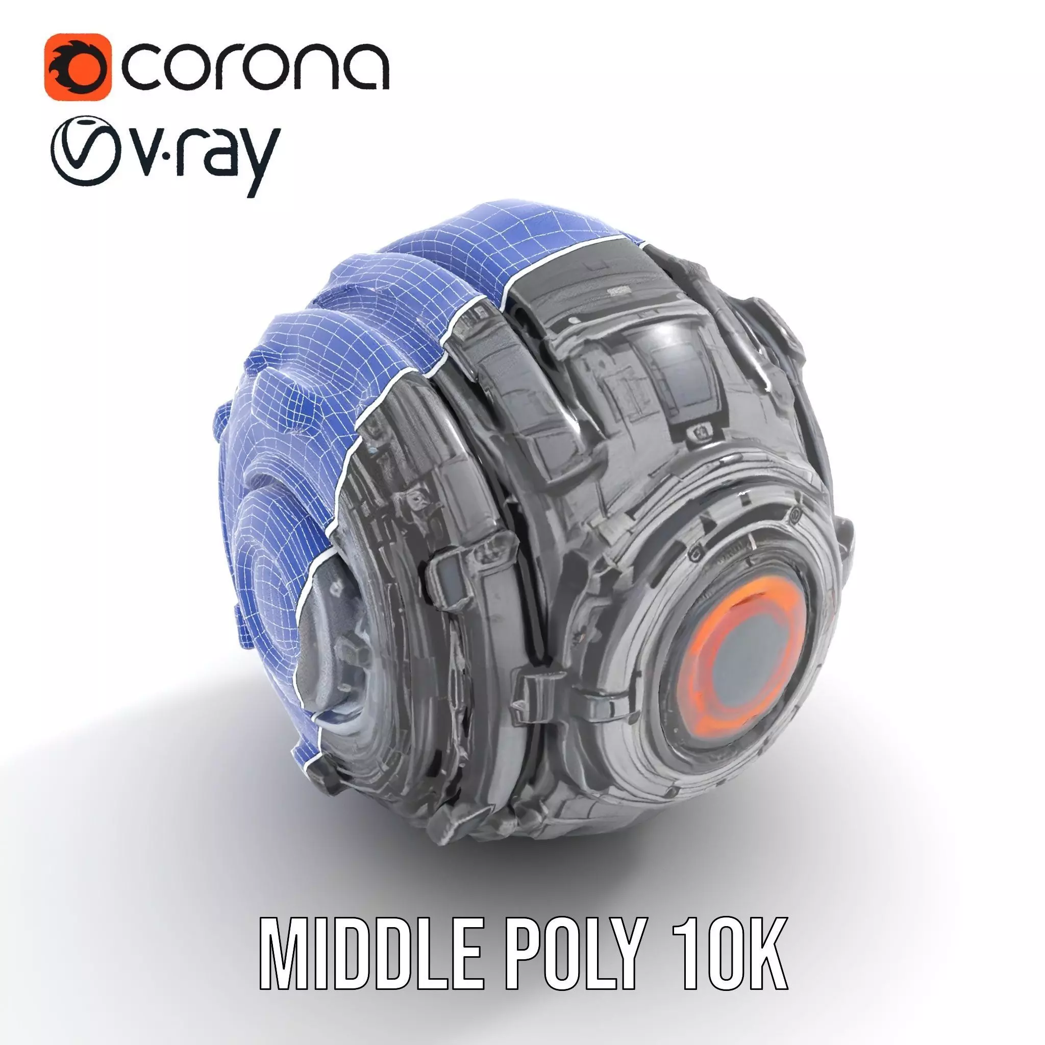 Futuristic Mechanical Sphere Model Pack Low-poly 3D model_15