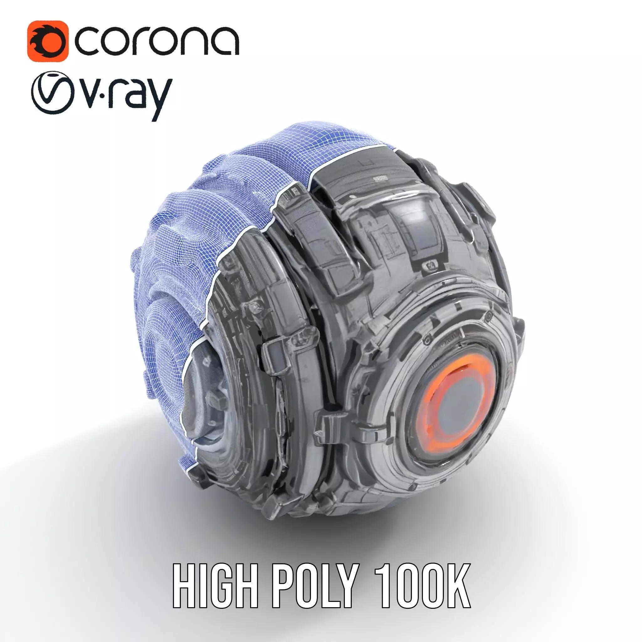 Futuristic Mechanical Sphere Model Pack Low-poly 3D model_31