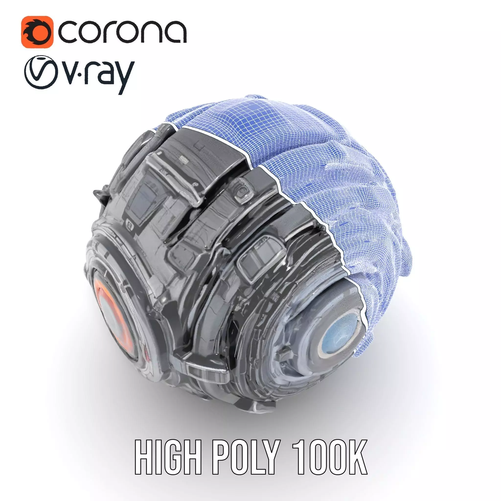 Futuristic Mechanical Sphere Model Pack Low-poly 3D model_32