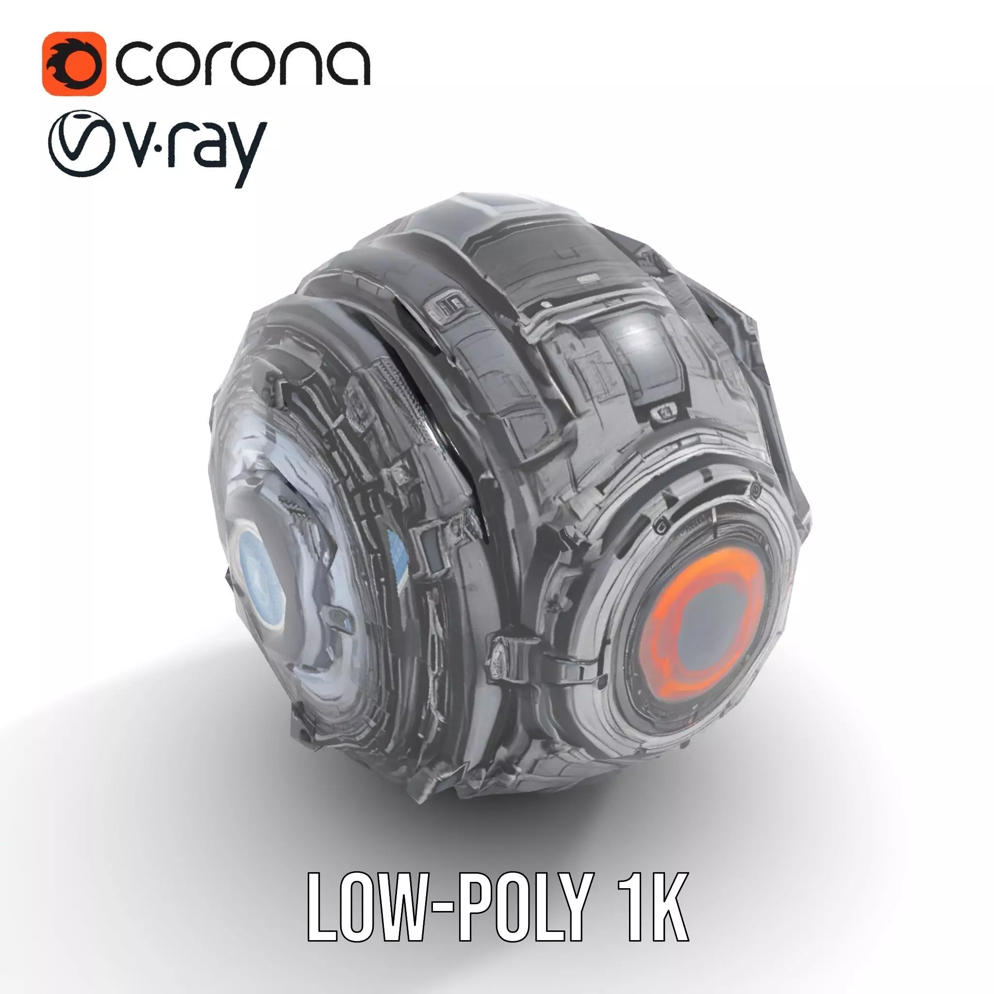 Futuristic Mechanical Sphere Model Pack Low-poly 3D model_10