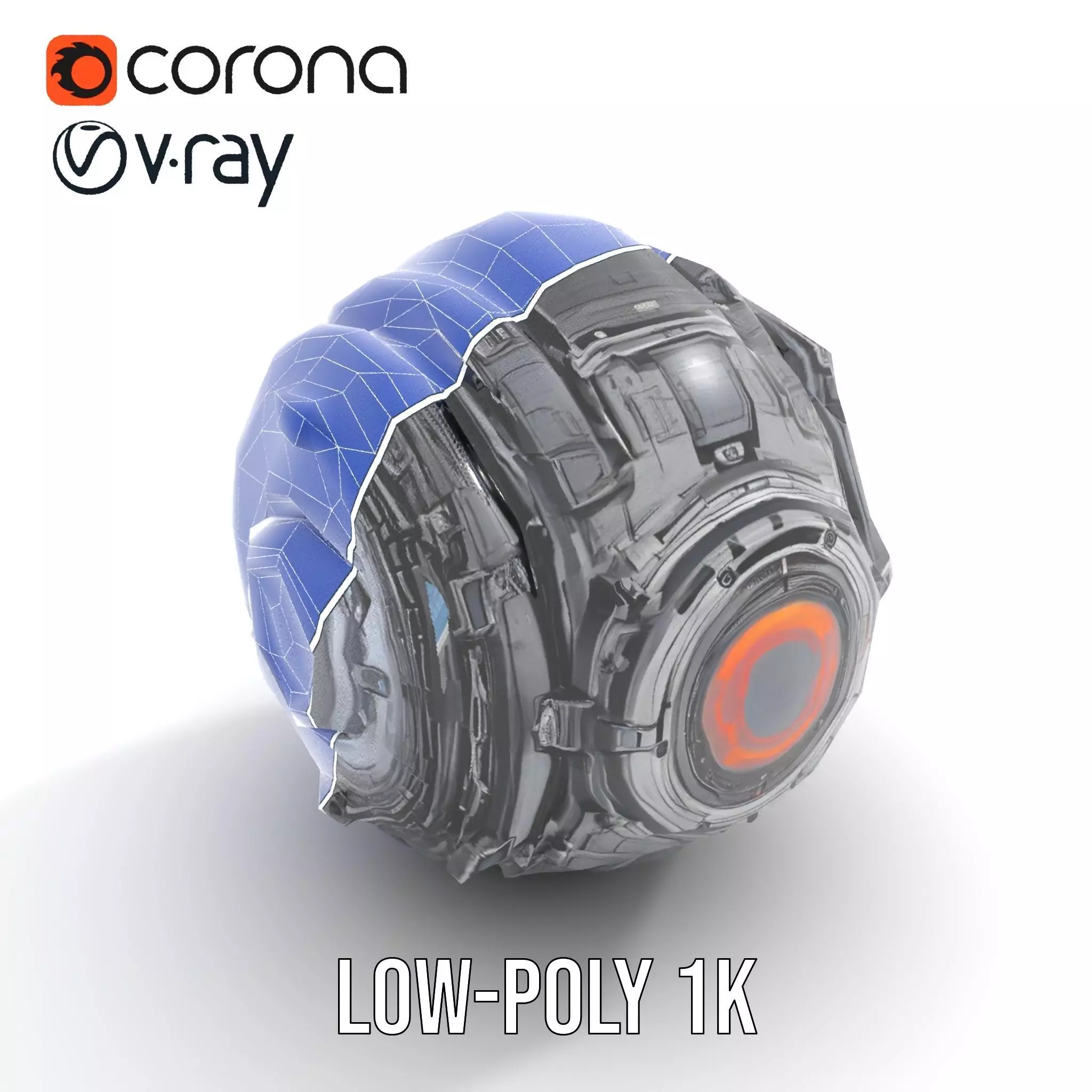 Futuristic Mechanical Sphere Model Pack Low-poly 3D model_27