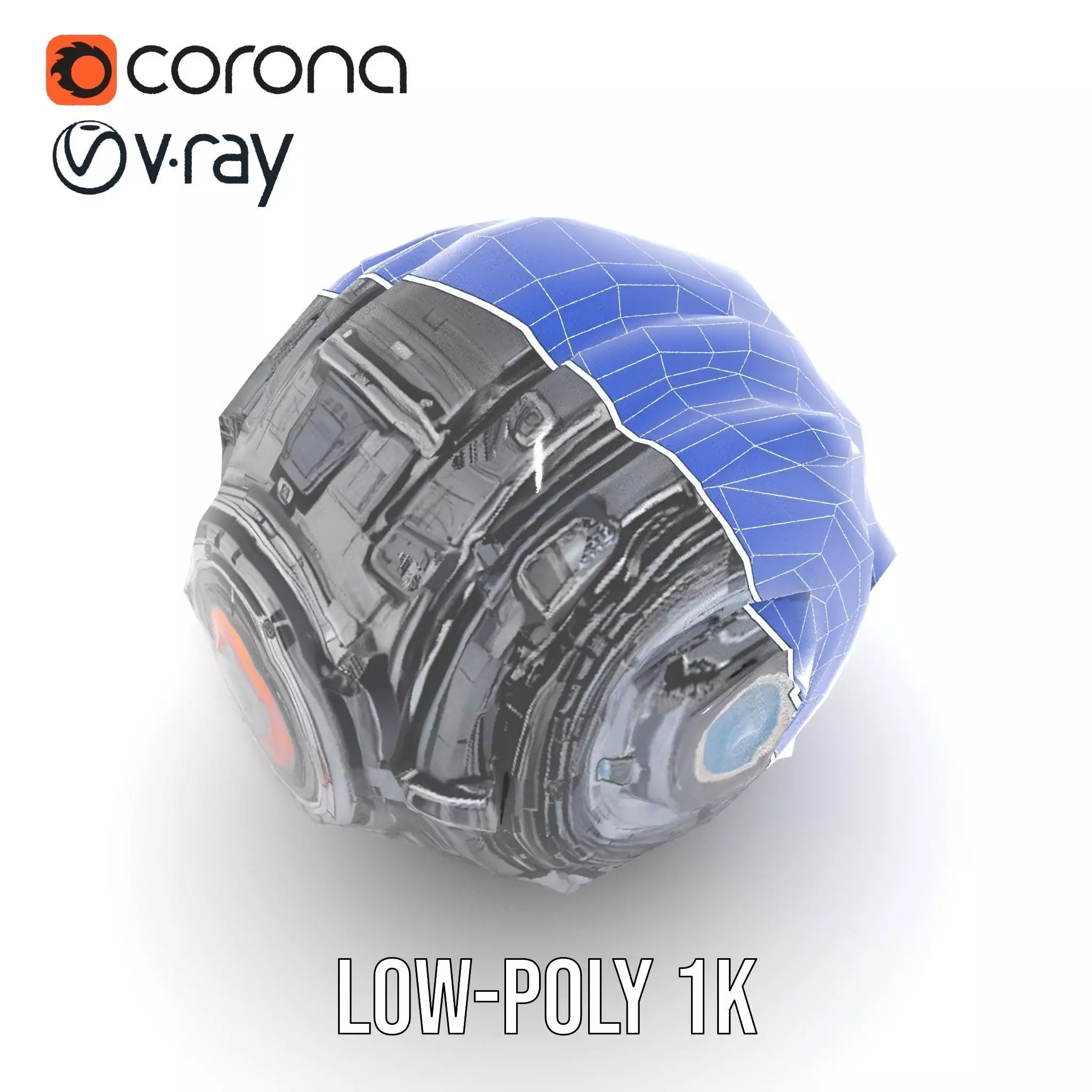 Futuristic Mechanical Sphere Model Pack Low-poly 3D model_16