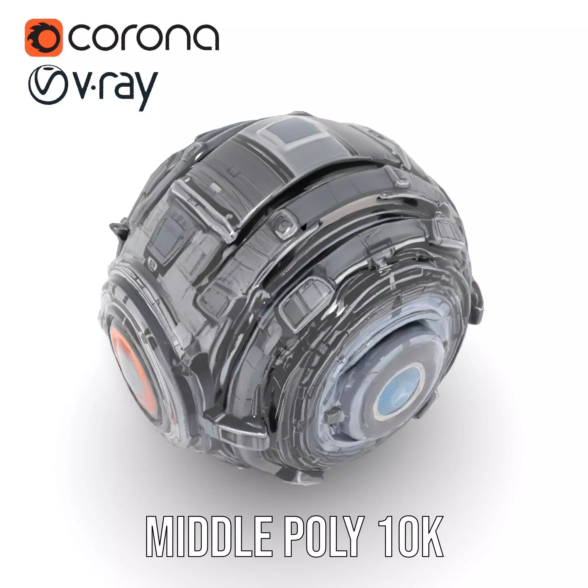 Futuristic Mechanical Sphere Model Pack Low-poly 3D model_26