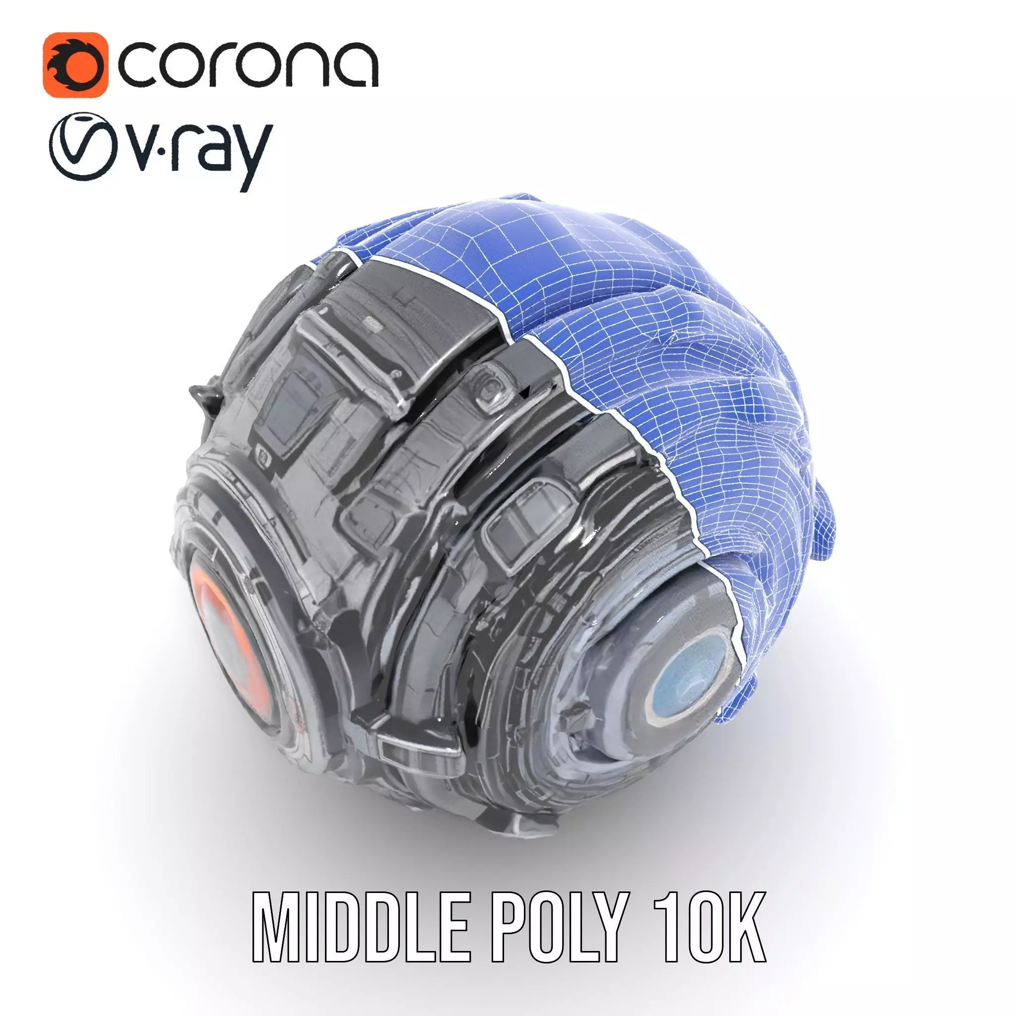 Futuristic Mechanical Sphere Model Pack Low-poly 3D model_23