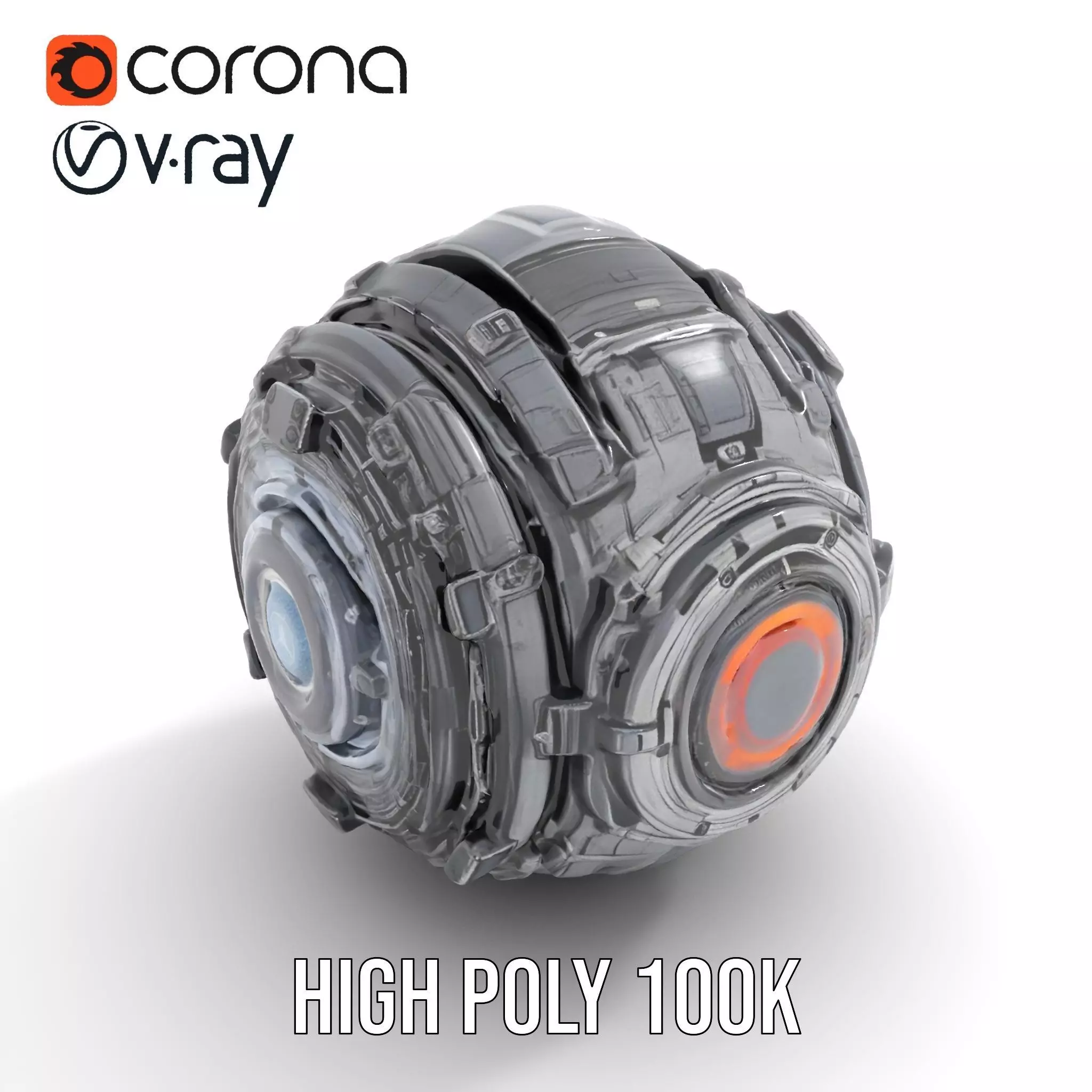 Futuristic Mechanical Sphere Model Pack Low-poly 3D model_11