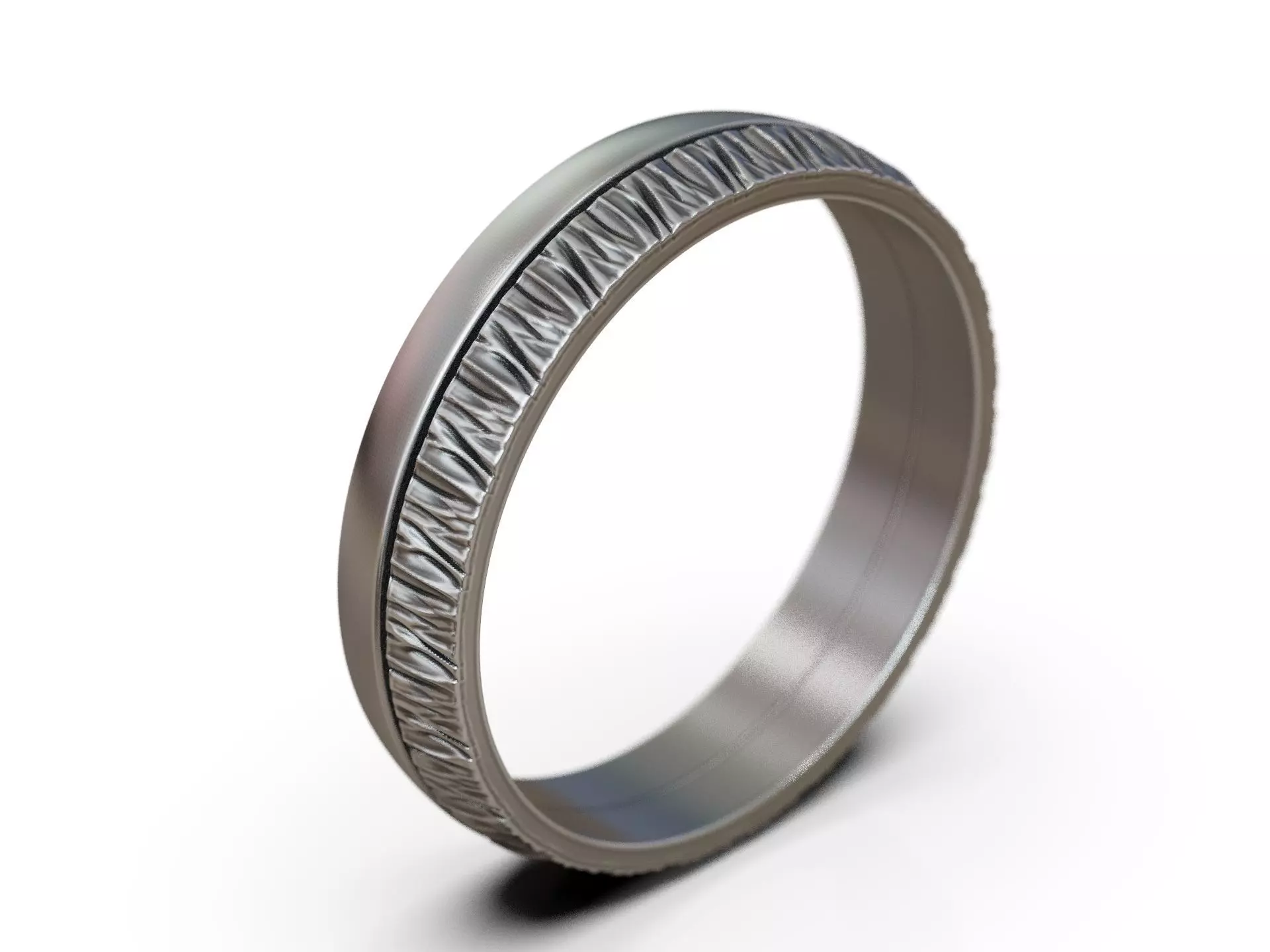 Crumpled Surface Ring with Folded Metal Texture and Soft Edges 3D print model_5