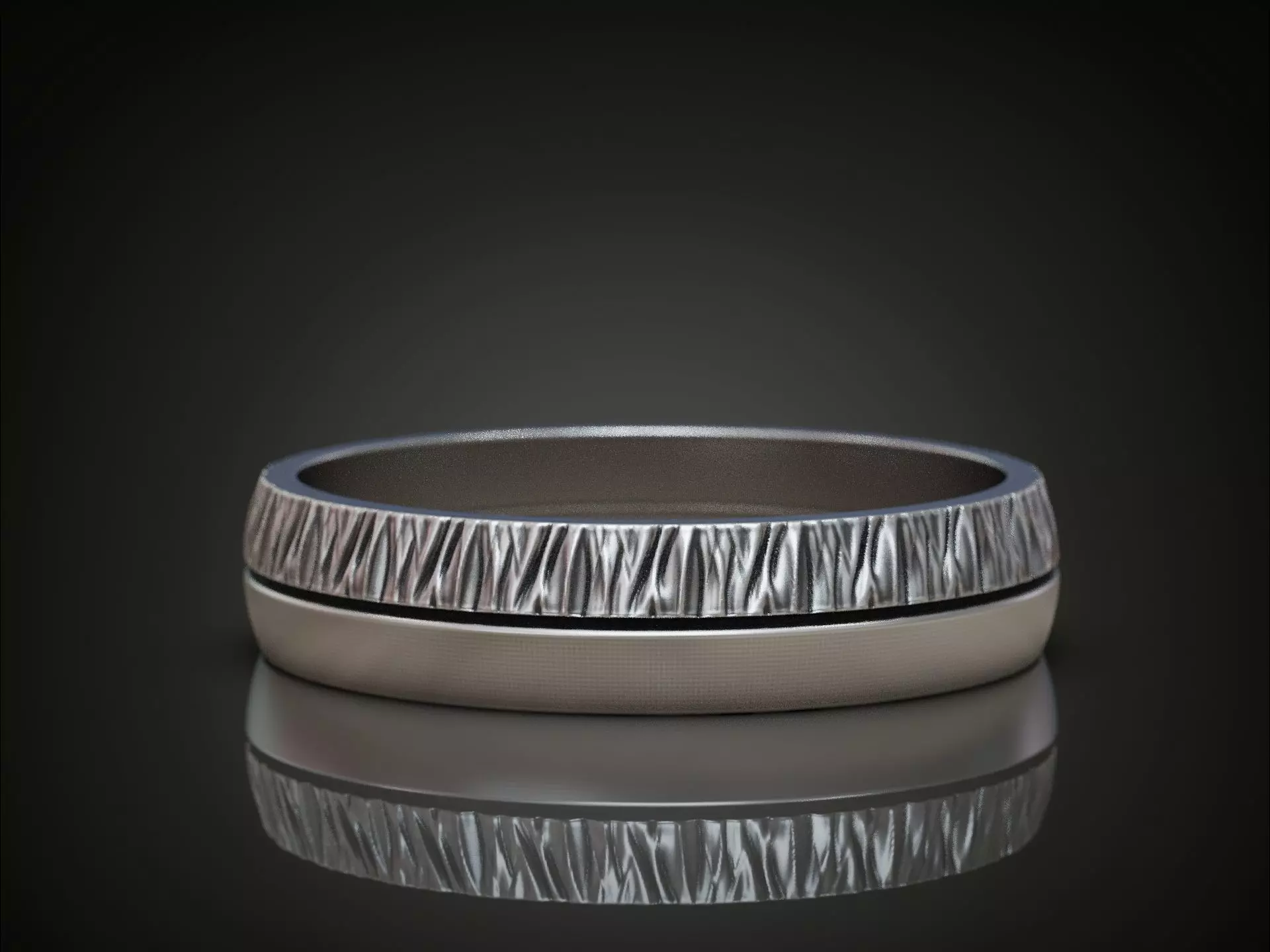 Crumpled Surface Ring with Folded Metal Texture and Soft Edges 3D print model_2