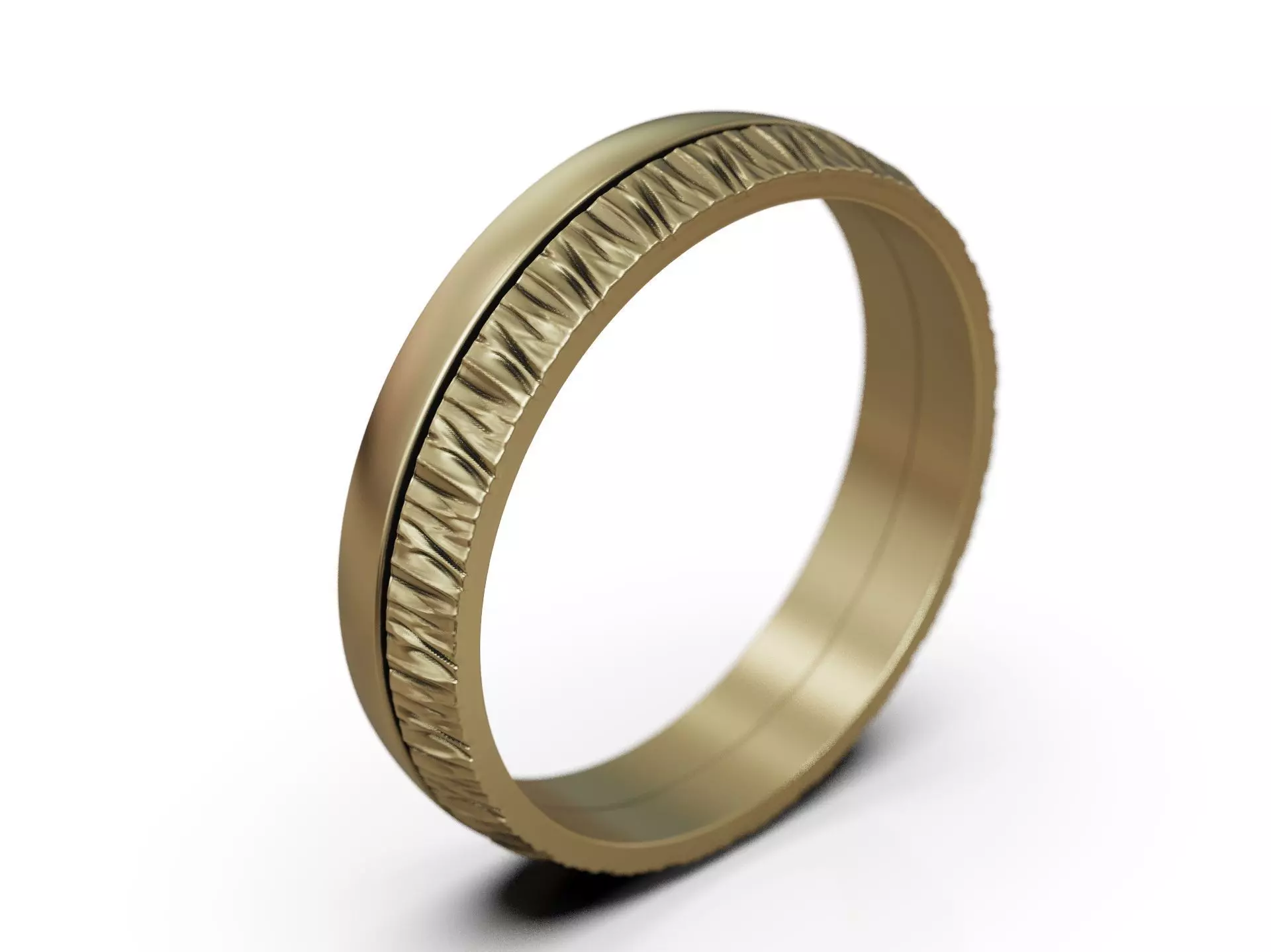 Crumpled Surface Ring with Folded Metal Texture and Soft Edges 3D print model_4