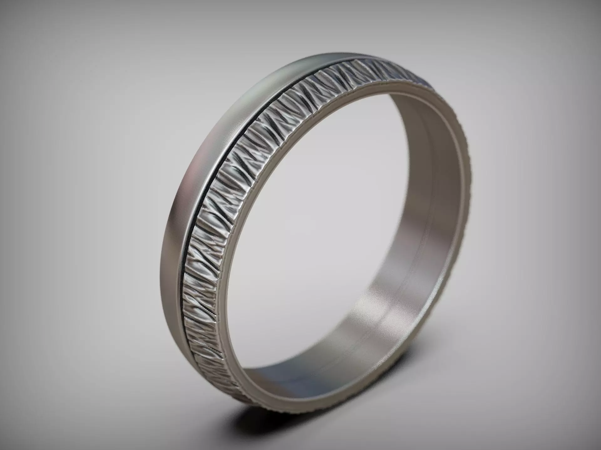 Crumpled Surface Ring with Folded Metal Texture and Soft Edges 3D print model_10