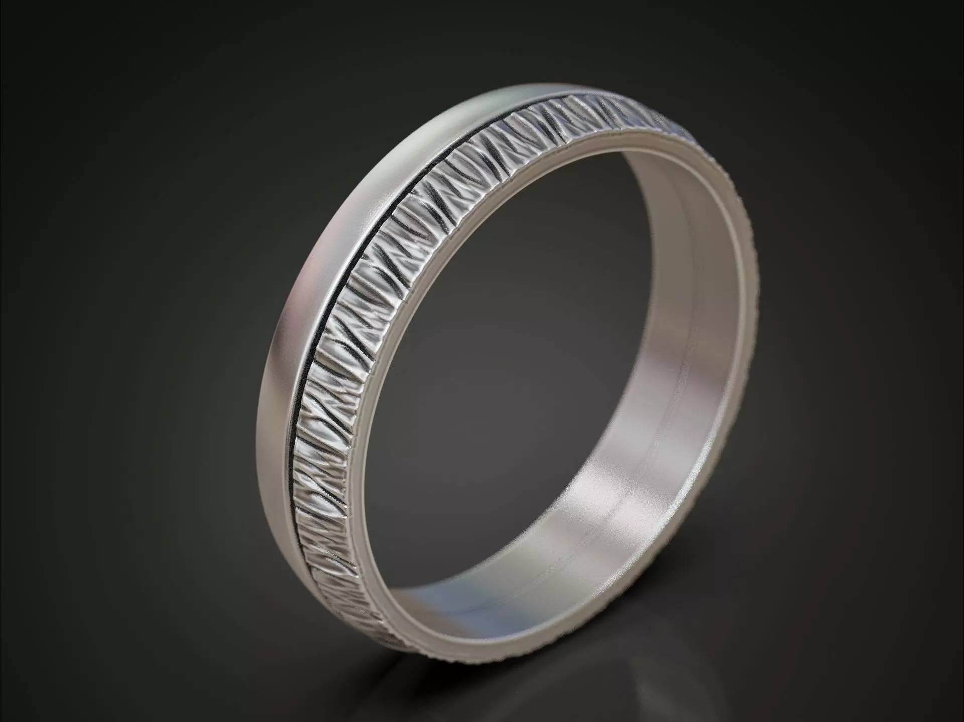 Crumpled Surface Ring with Folded Metal Texture and Soft Edges 3D print model_0