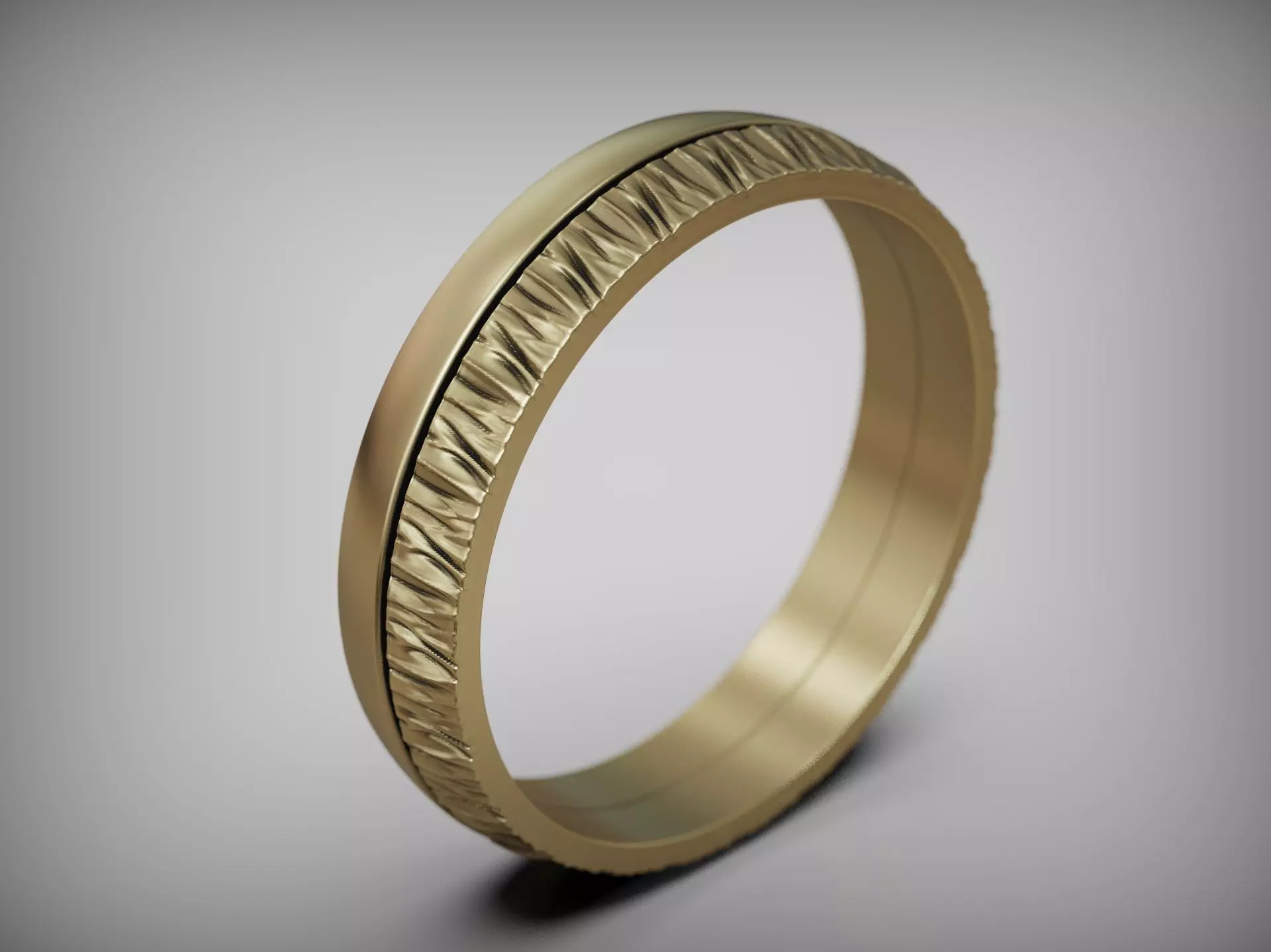 Crumpled Surface Ring with Folded Metal Texture and Soft Edges 3D print model_11