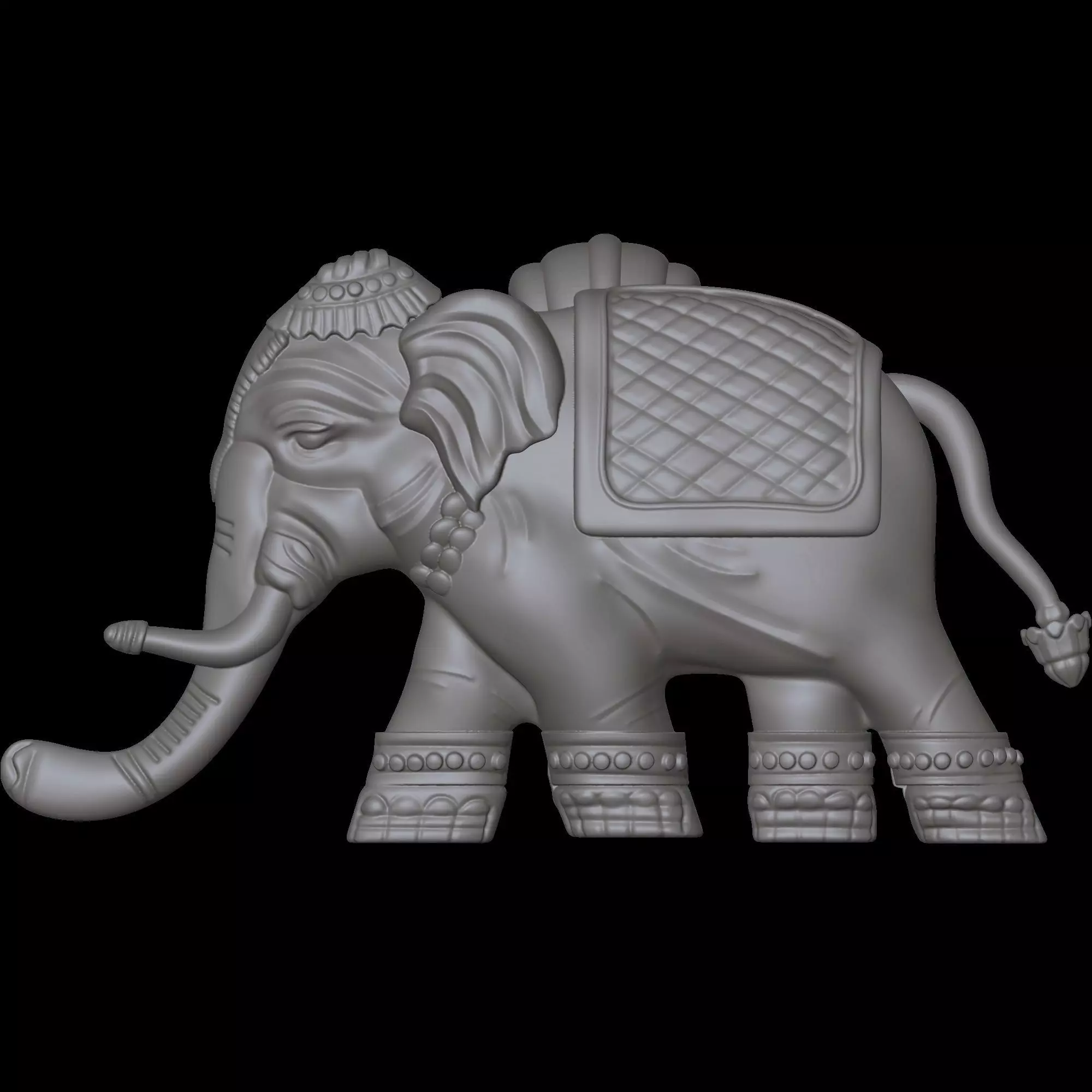 Elephant Pendant with Bail 3D print model_2