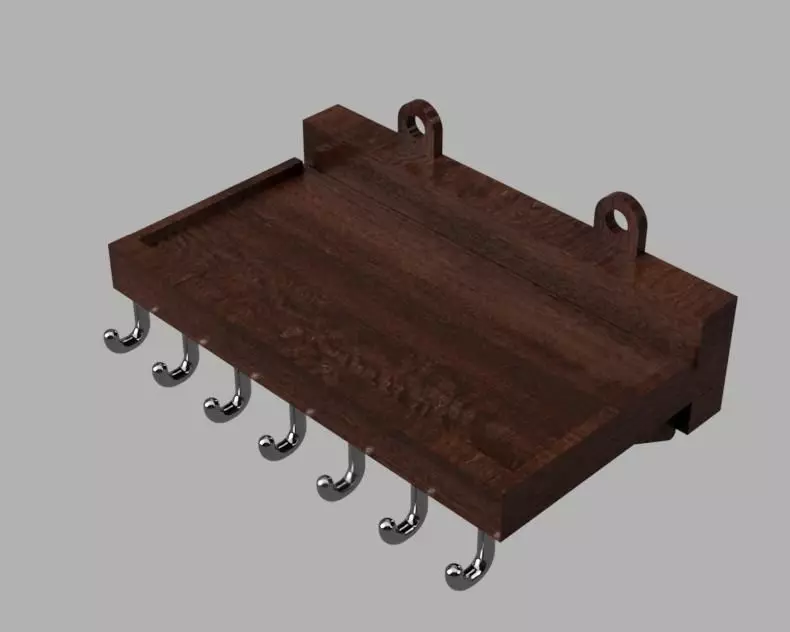 Minimalist Wall Mounted Shelf with Hooks 3D print model_0