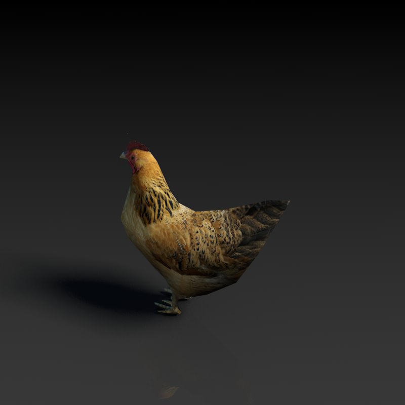 Low Poly Hen rooster Low-poly 3D model_2