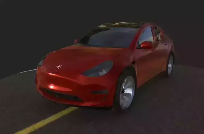 Futuristic Electric Sedan - Red