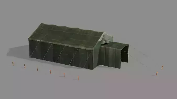 Military Tent Game Ready Low-Poly 3D Model Low-poly 3D model