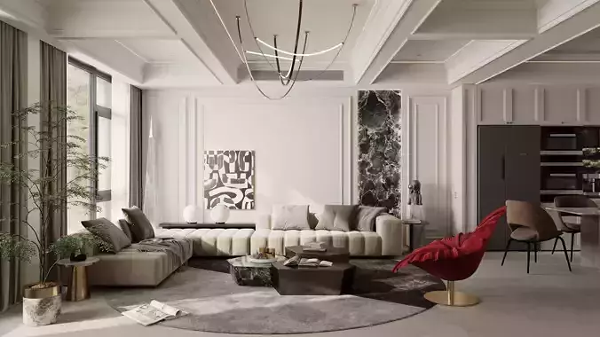 Luxury living room dining room interior scenes 26