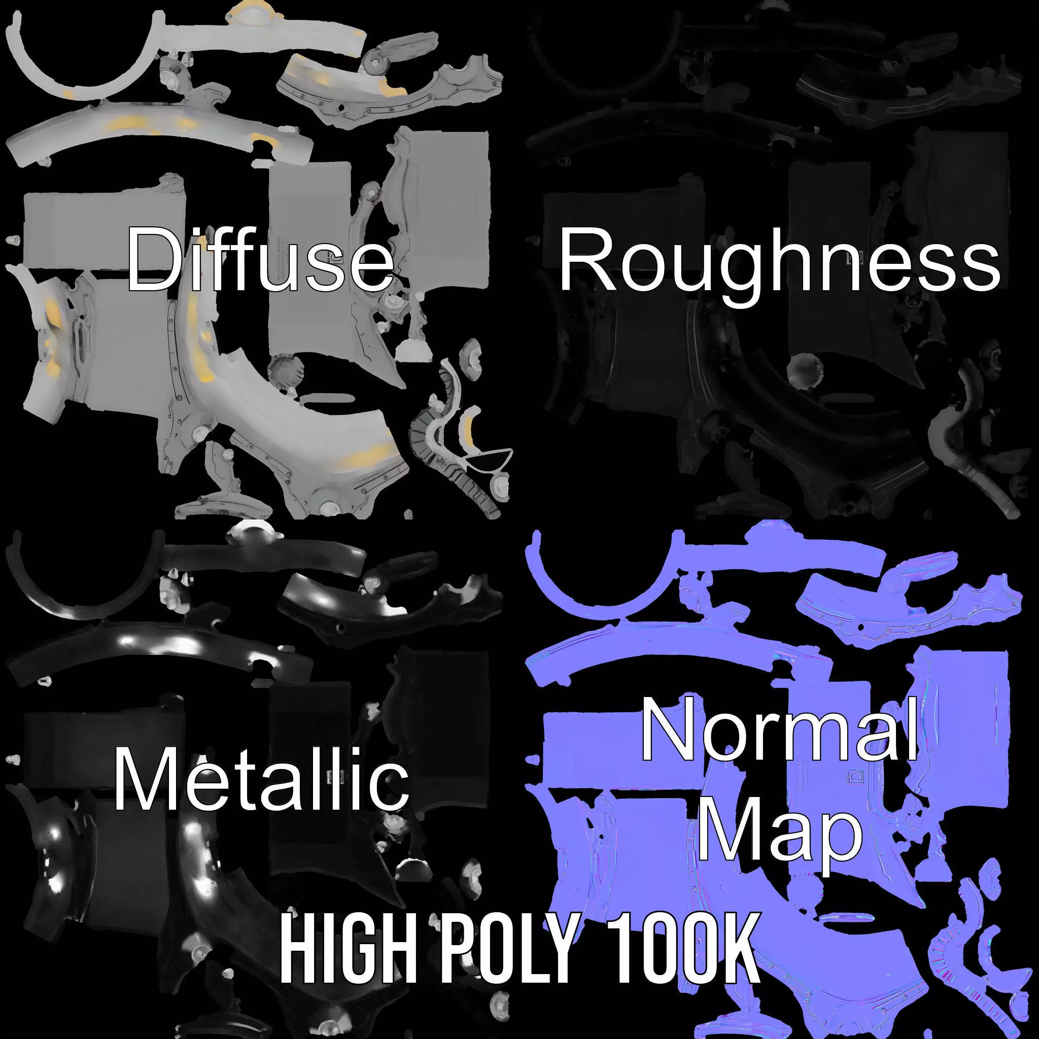 Futuristic Portal Ring Model Pack with LED Lights Low-poly 3D model_3