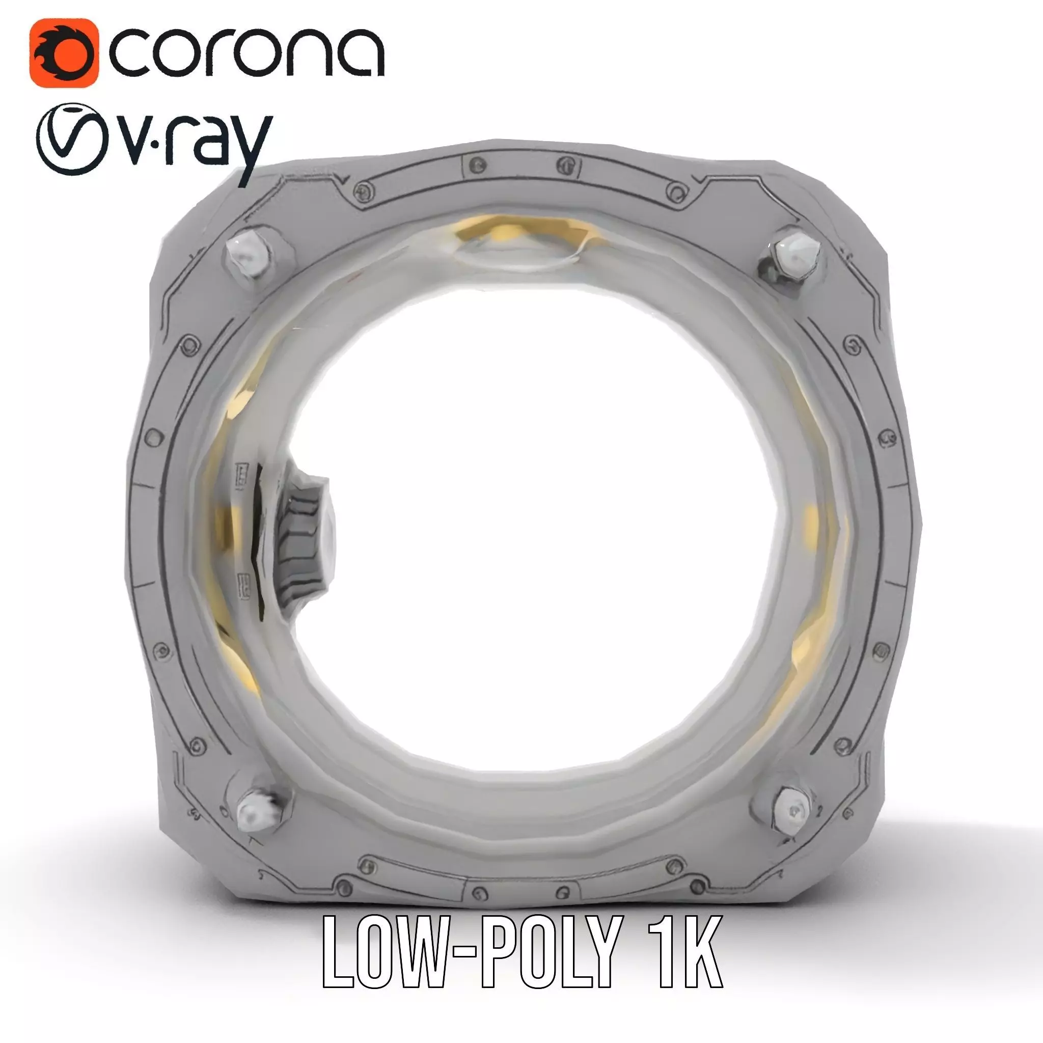 Futuristic Portal Ring Model Pack with LED Lights Low-poly 3D model_11