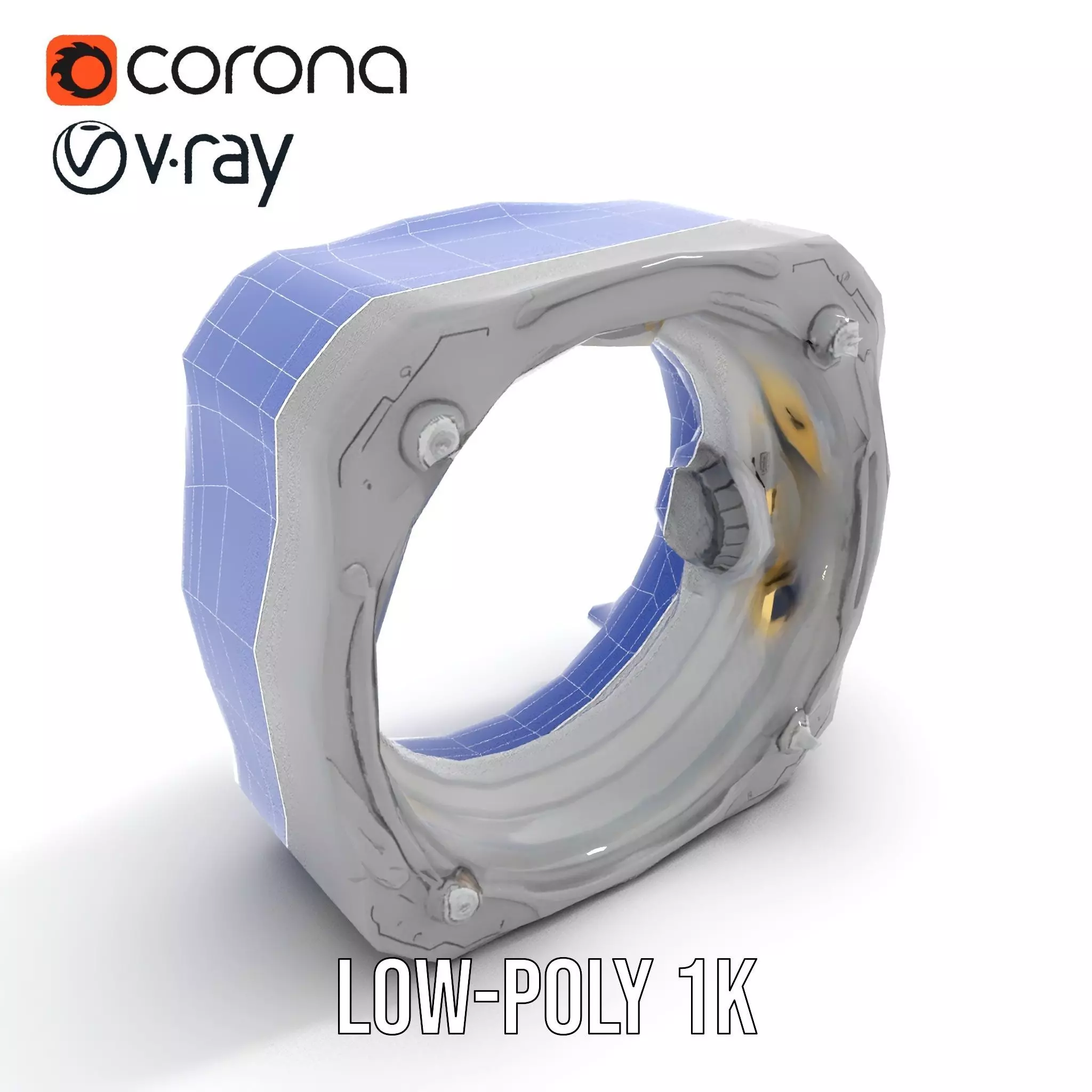 Futuristic Portal Ring Model Pack with LED Lights Low-poly 3D model_28