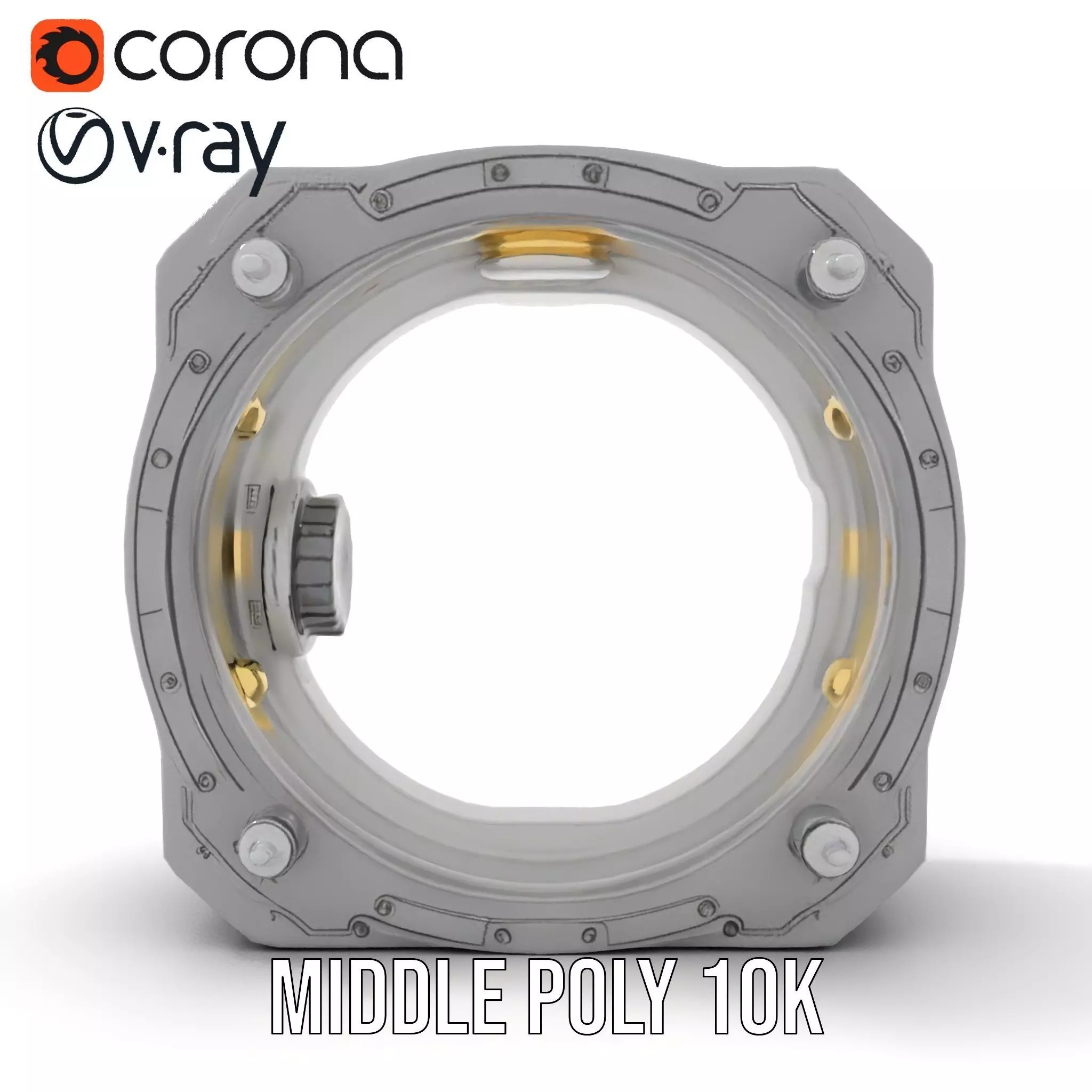 Futuristic Portal Ring Model Pack with LED Lights Low-poly 3D model_13