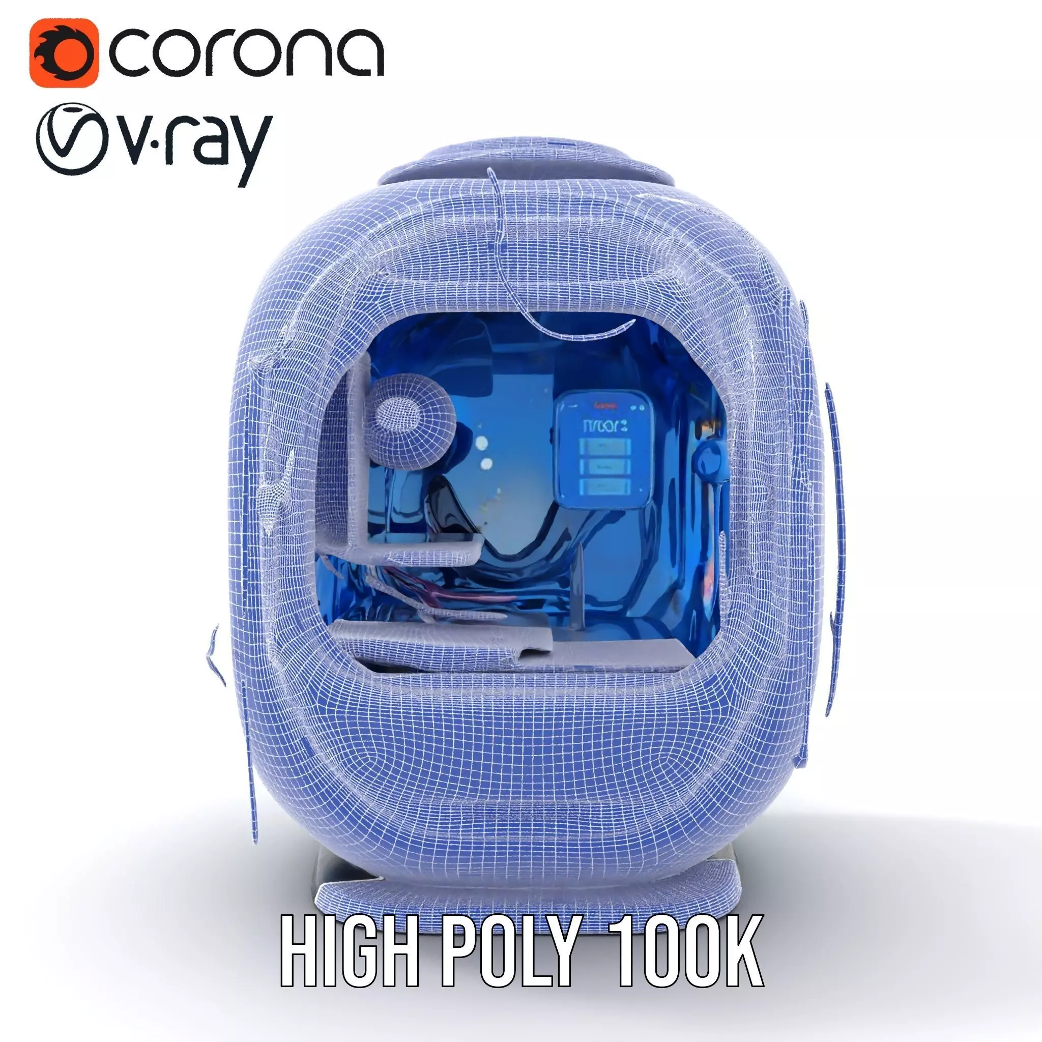 Futuristic Pod model pack with LEDs Low-poly 3D model_34