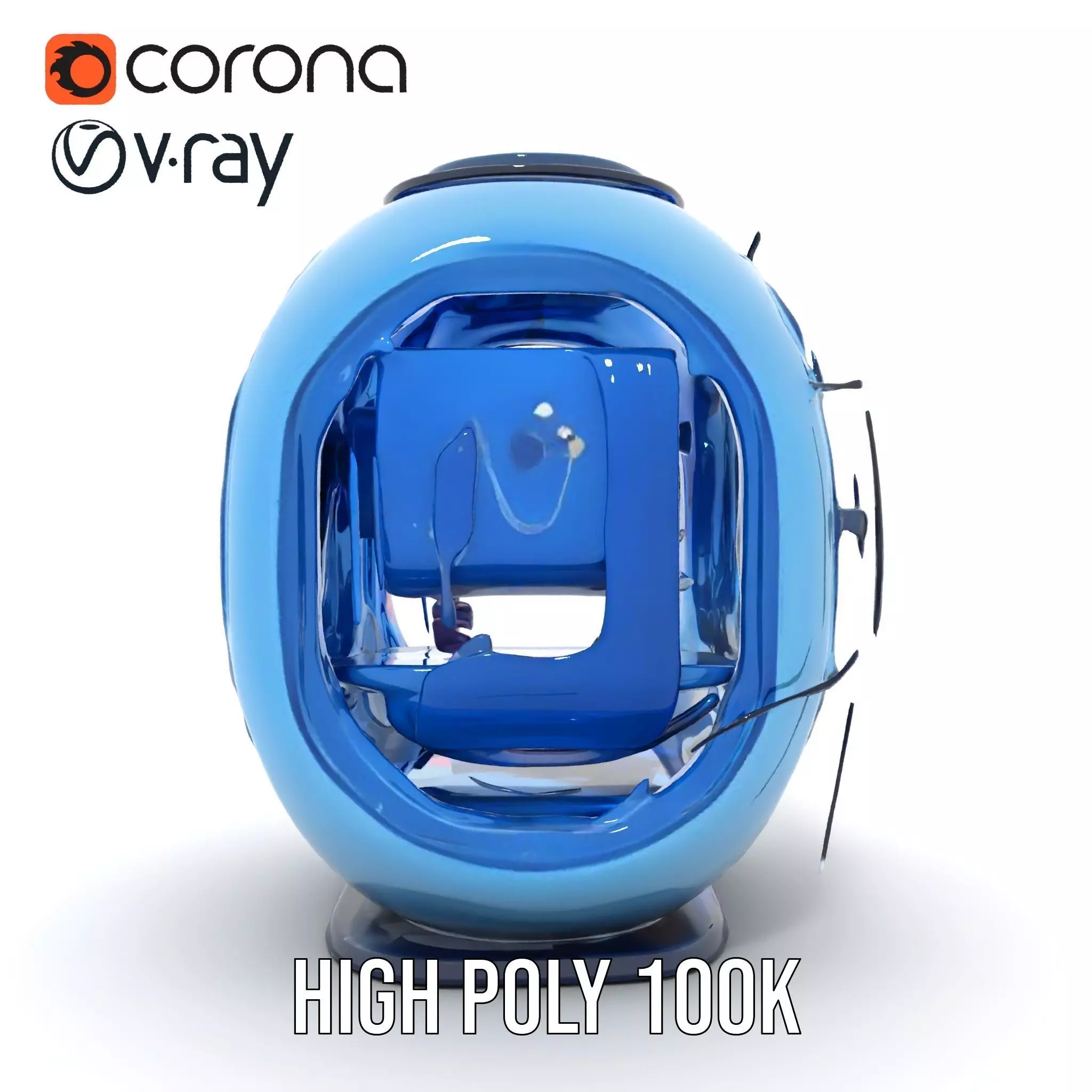 Futuristic Pod model pack with LEDs Low-poly 3D model_25