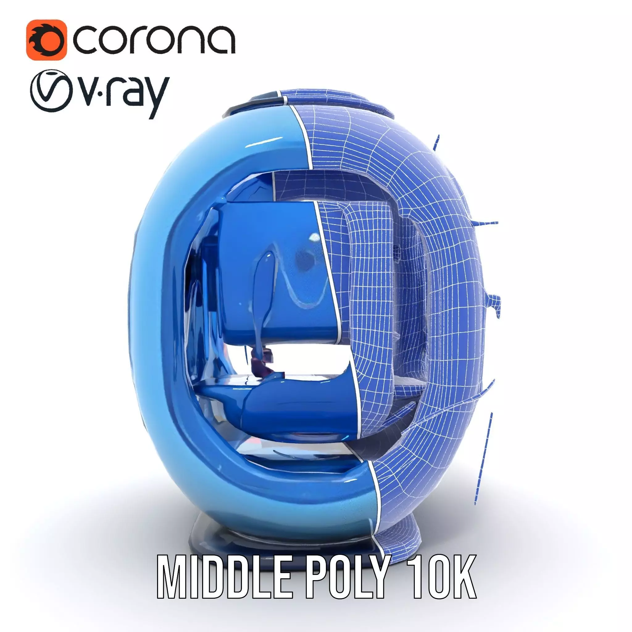 Futuristic Pod model pack with LEDs Low-poly 3D model_29