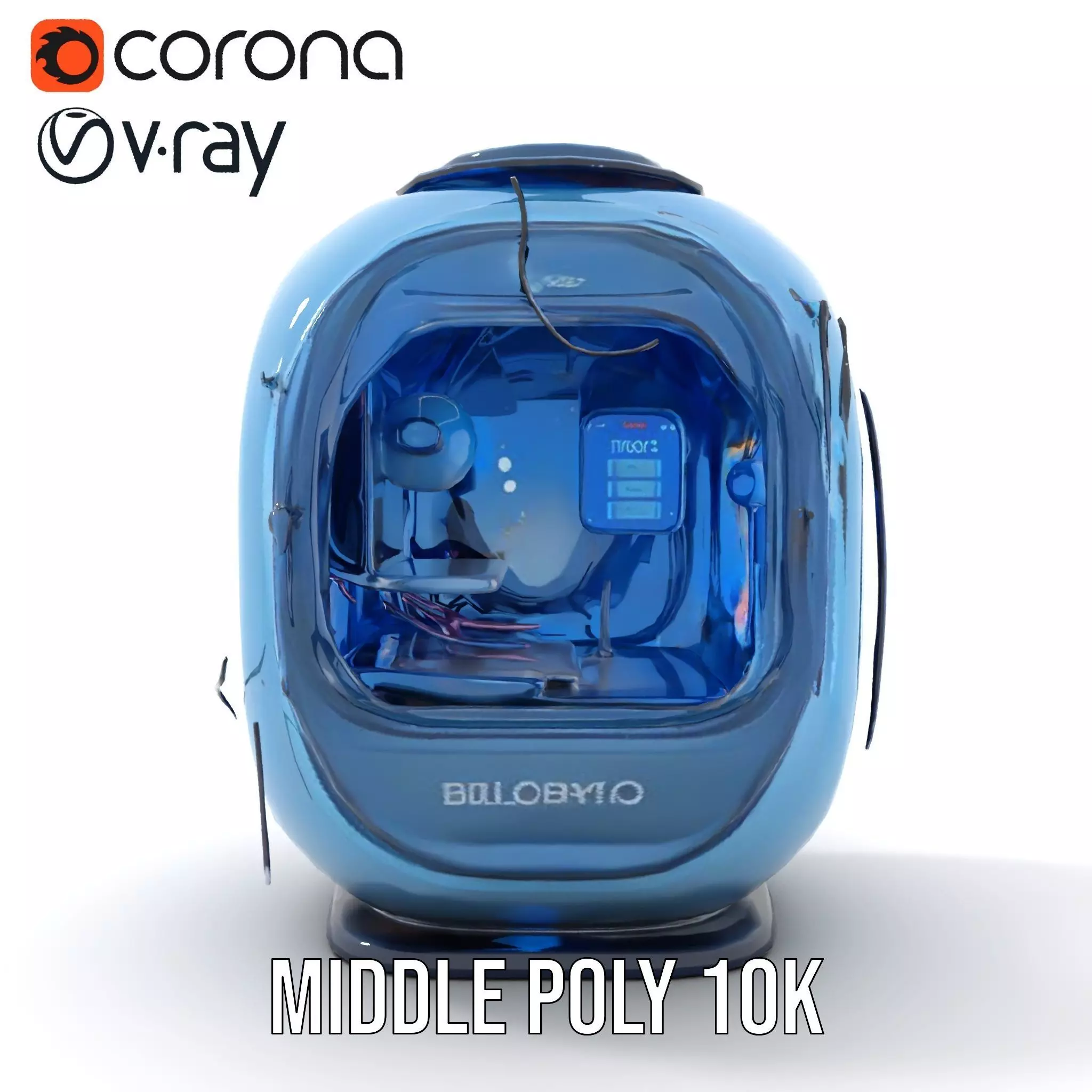 Futuristic Pod model pack with LEDs Low-poly 3D model_21