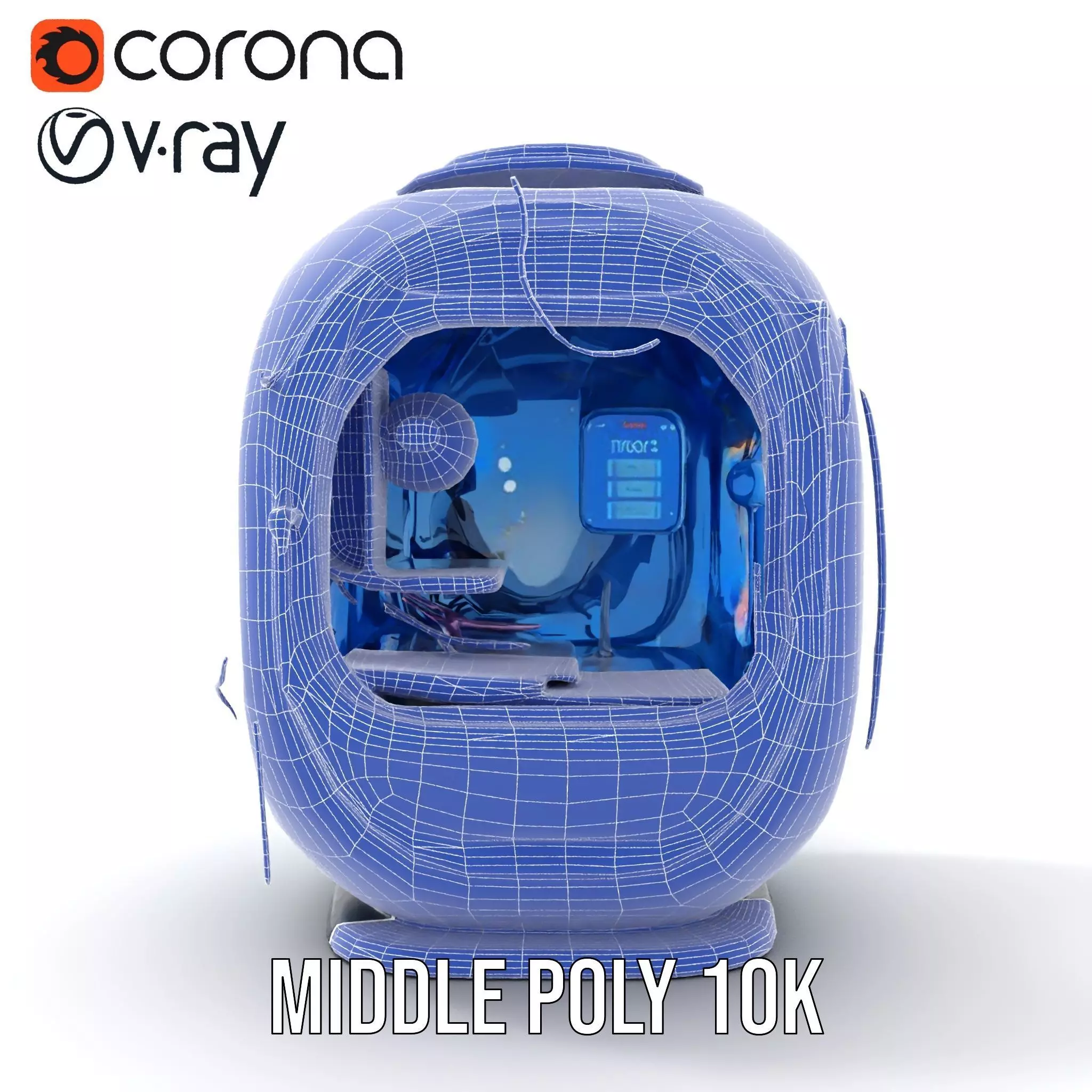 Futuristic Pod model pack with LEDs Low-poly 3D model_23