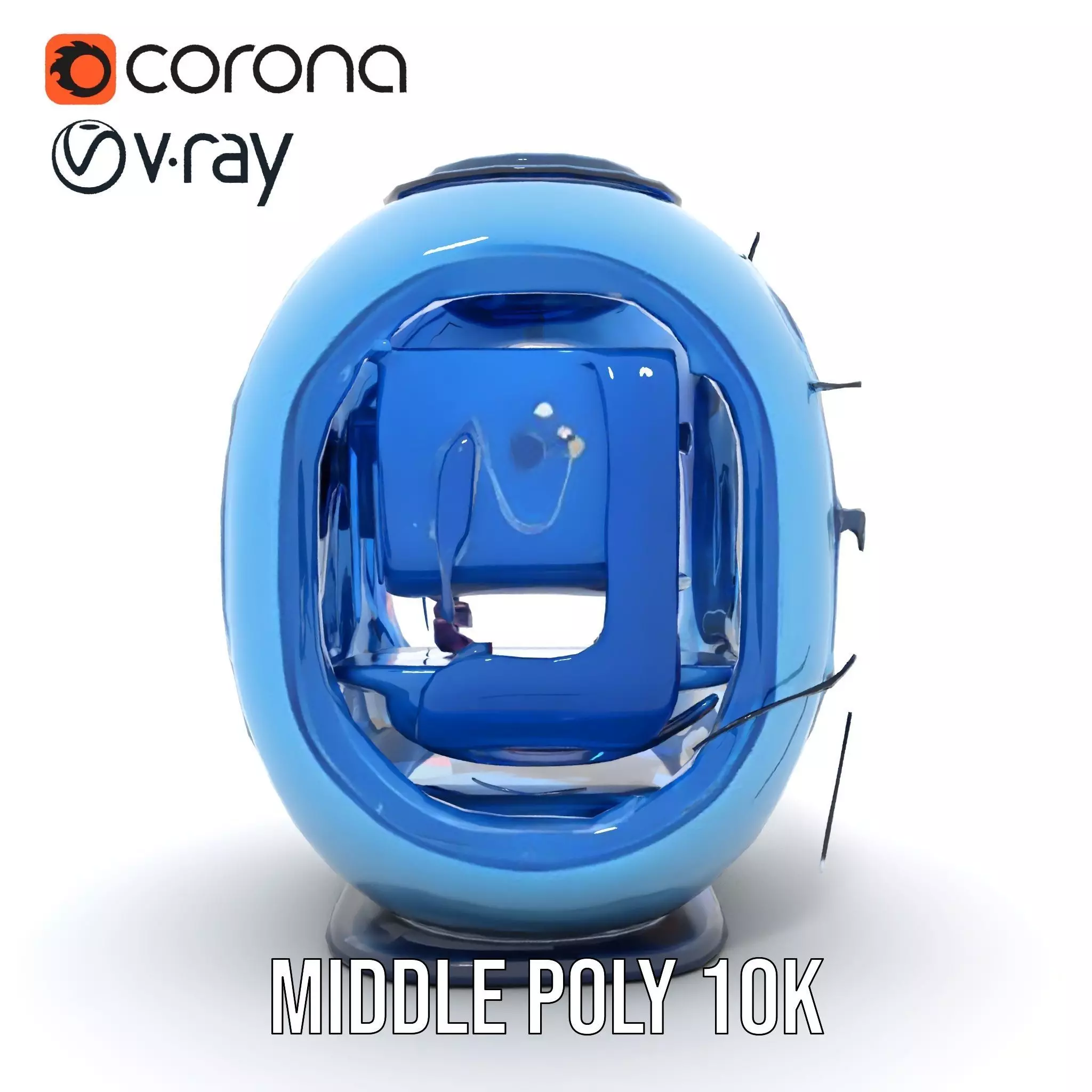 Futuristic Pod model pack with LEDs Low-poly 3D model_13