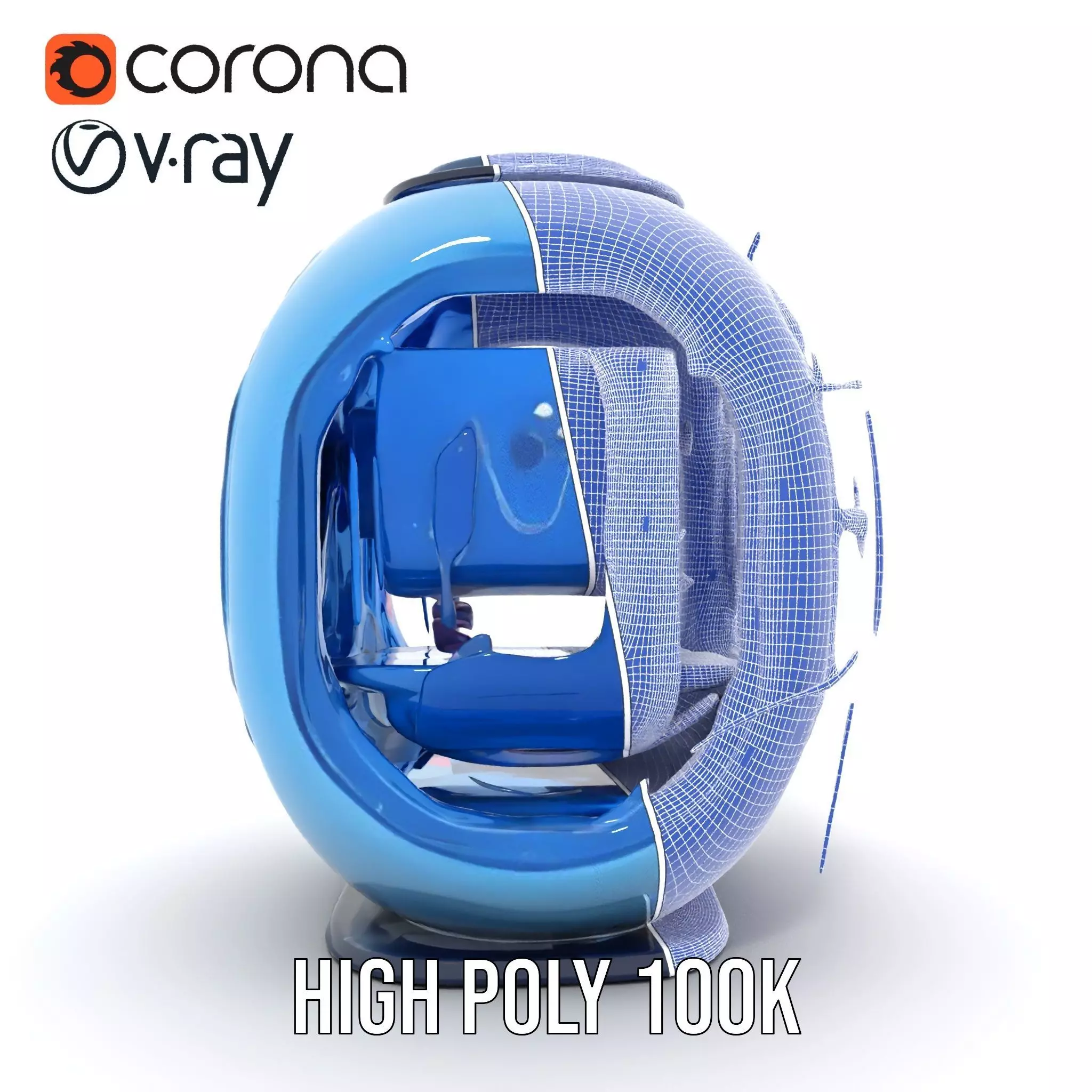 Futuristic Pod model pack with LEDs Low-poly 3D model_32