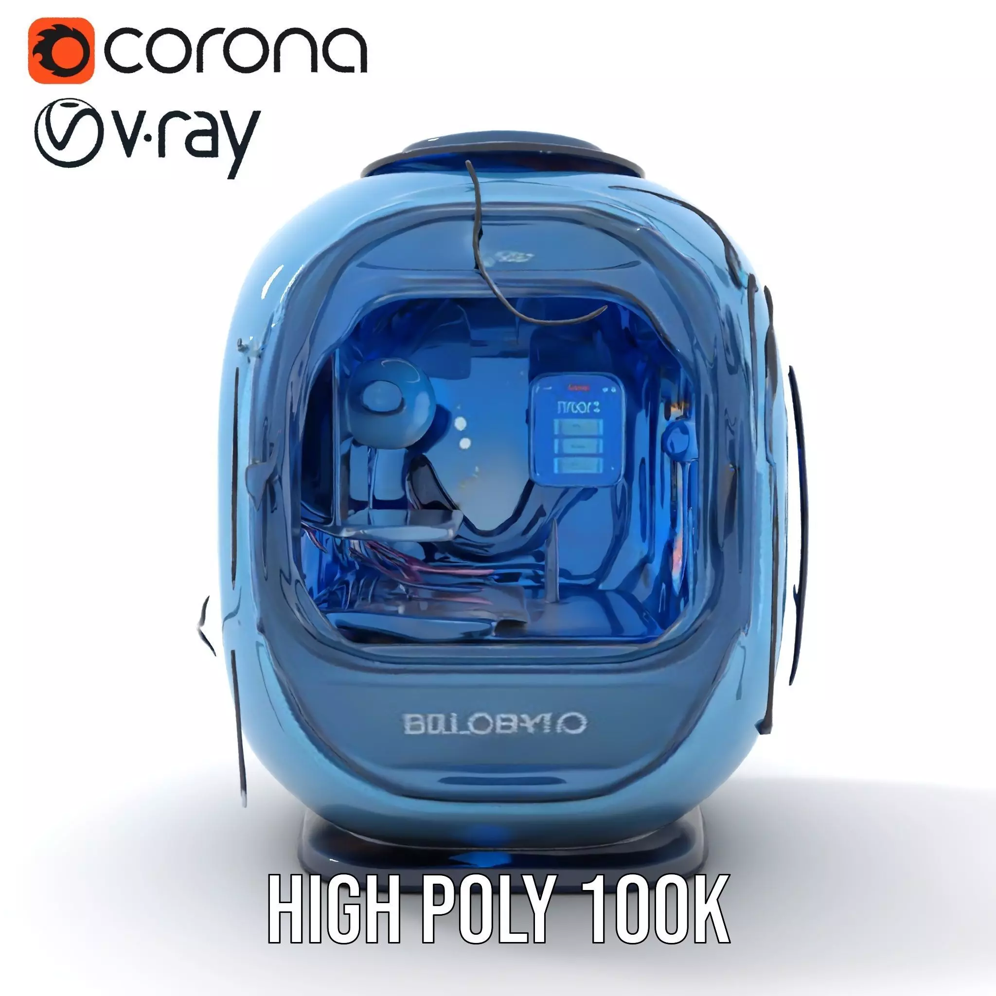 Futuristic Pod model pack with LEDs Low-poly 3D model_20