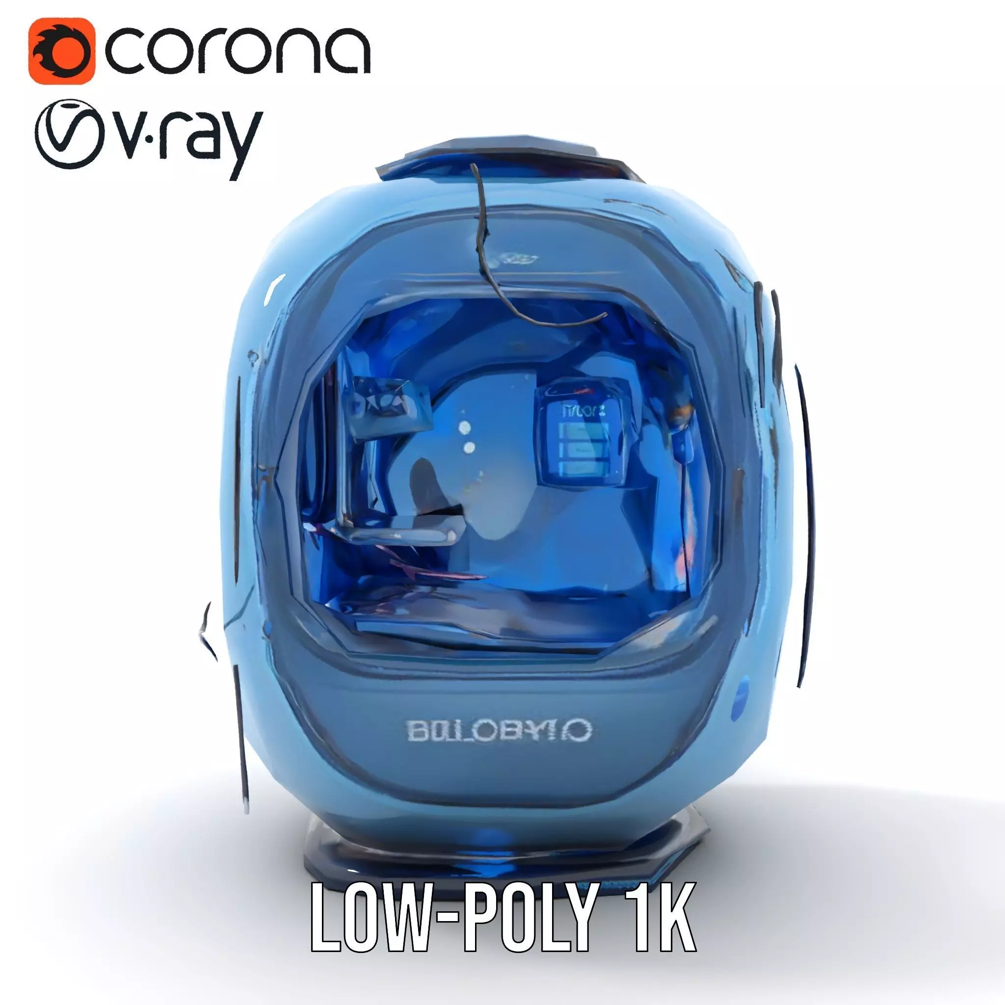 Futuristic Pod model pack with LEDs Low-poly 3D model_19