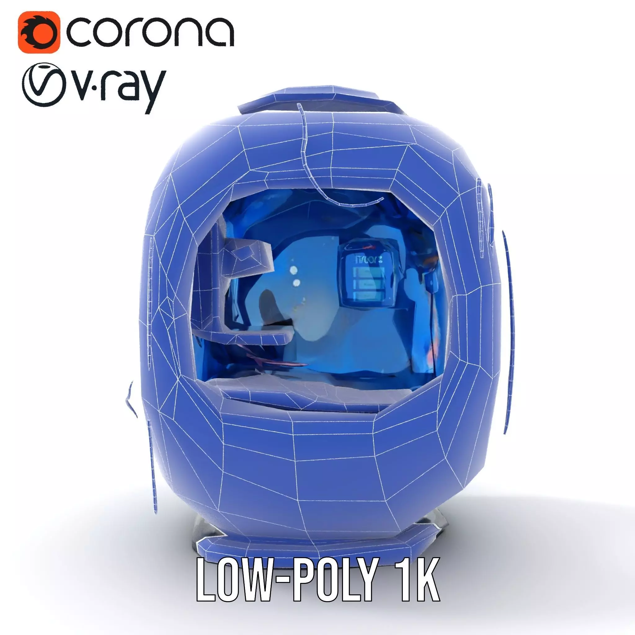 Futuristic Pod model pack with LEDs Low-poly 3D model_30