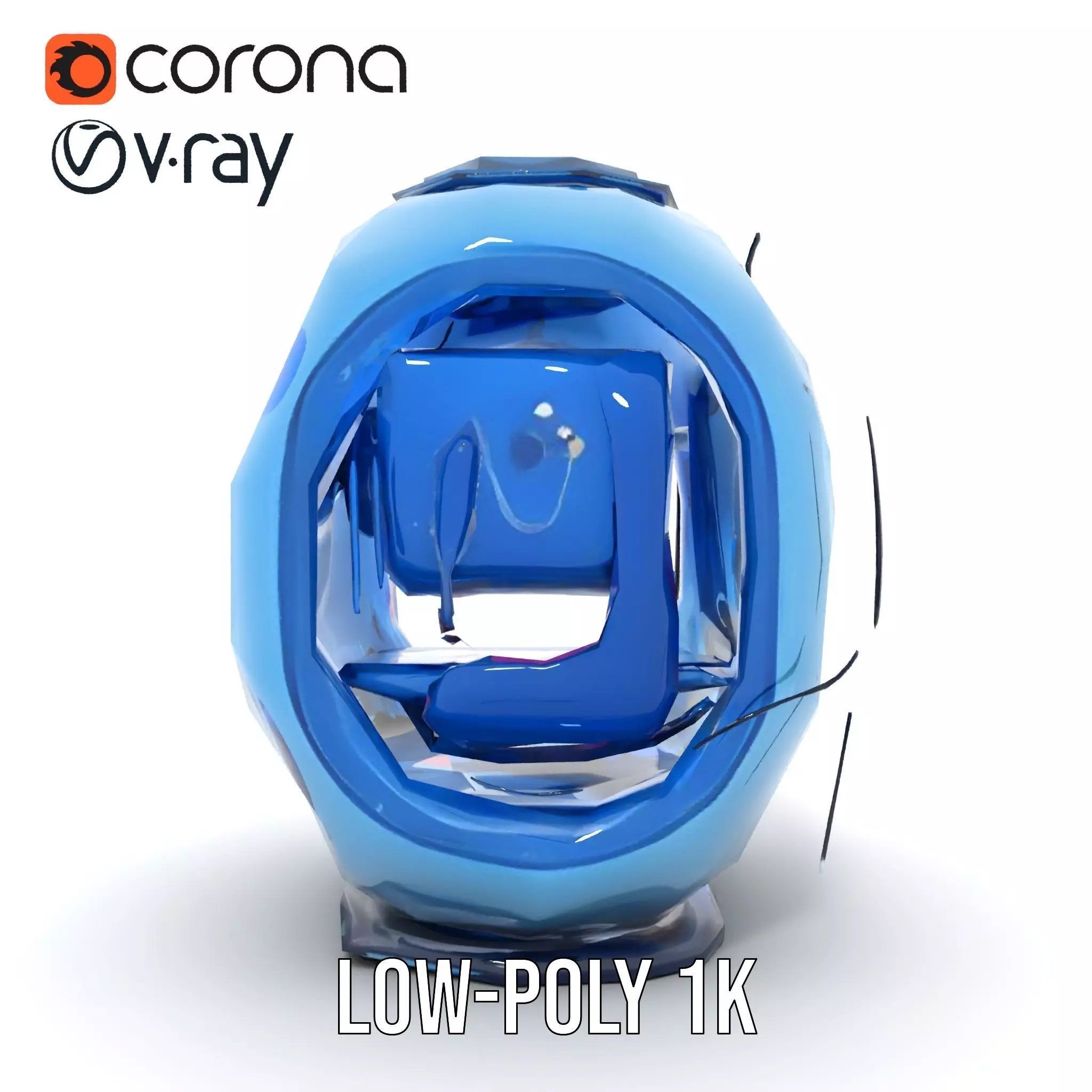 Futuristic Pod model pack with LEDs Low-poly 3D model_7